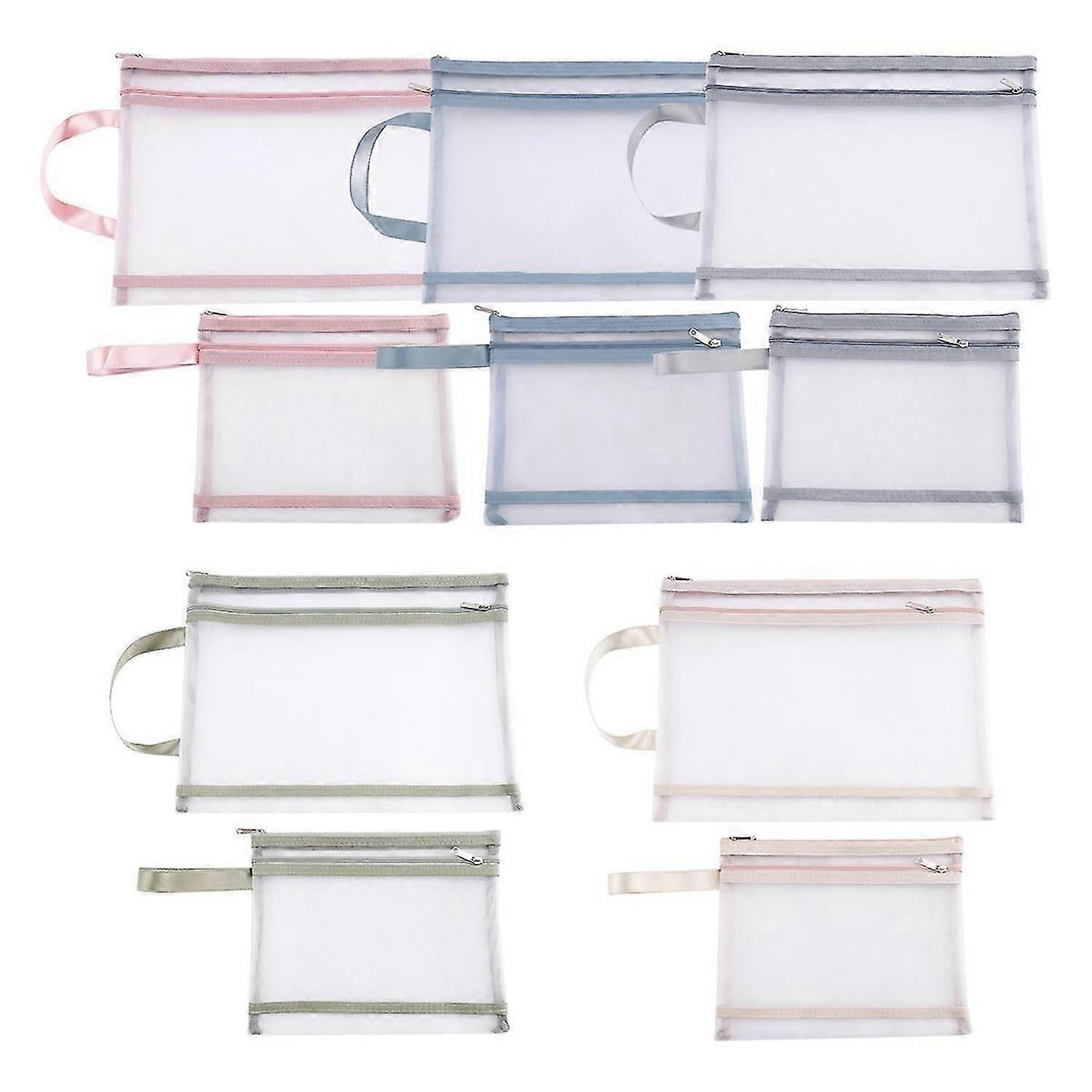 10 Pack Colored Double-Layer Mesh Zipper Pouch Bags, 5Pcs A4+5Pcs A5