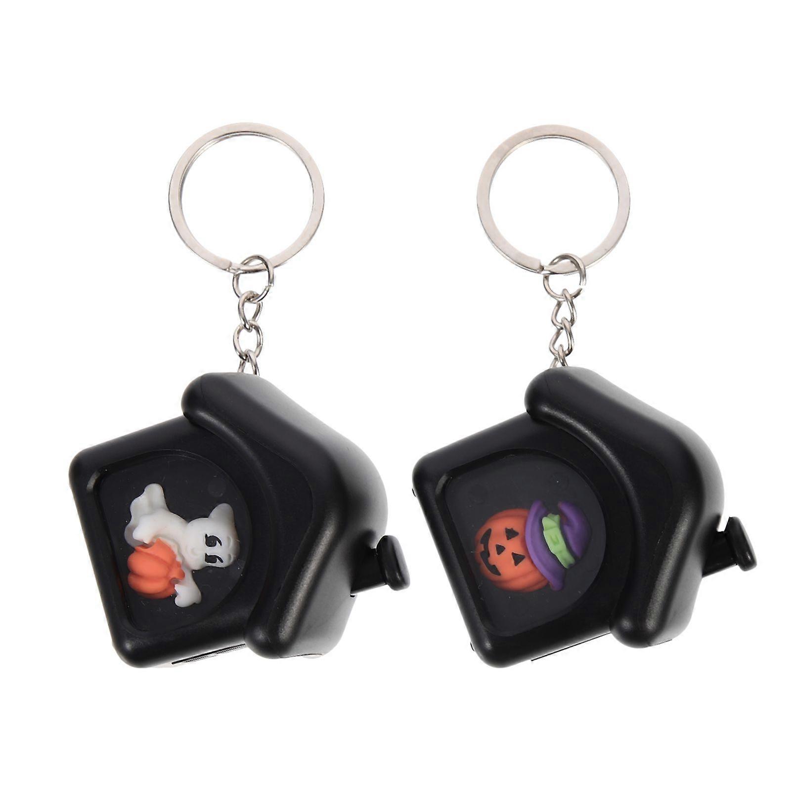 2pcs Halloween House Key Chains Luminous Keychains Pumpkin Ghost House Key Chain