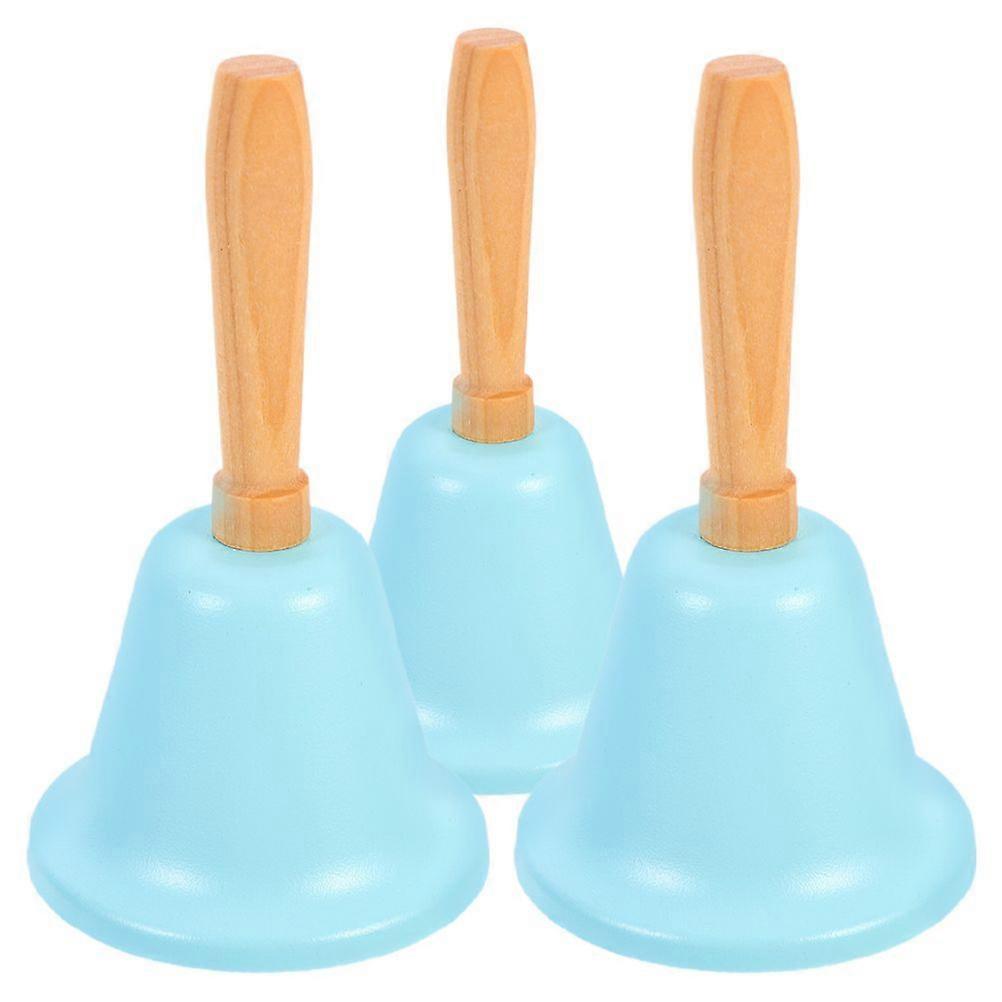 3Pcs Loud Hand Bell Hand Bells Dinner Bells Service Bell For Inside Classroom Bell For Food Line Alarm Jingles Ringing Sky-blue
