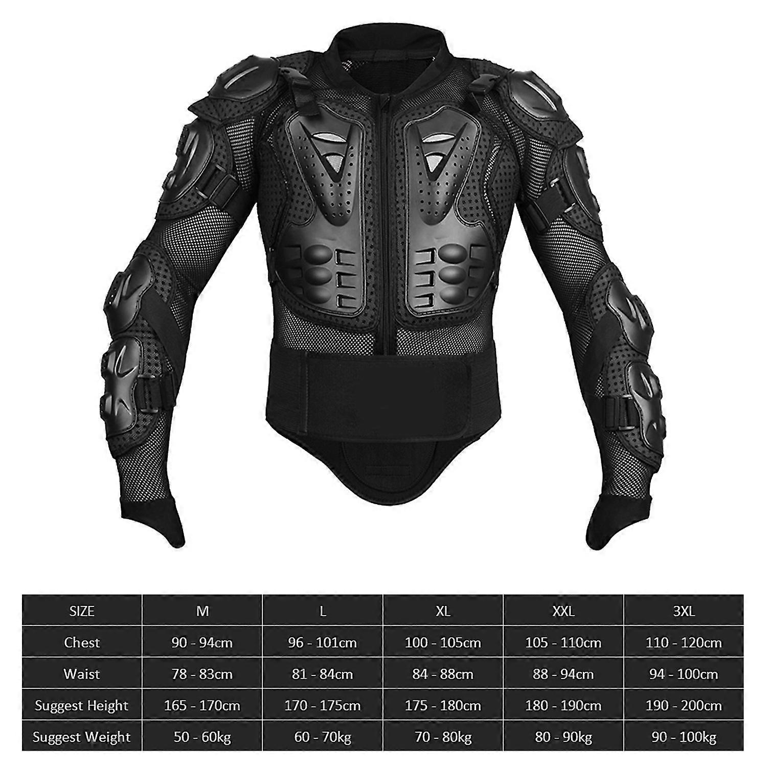 Feature:
1. Full Body Armor: Hard PE shells are designed on the key parts to protect your chest, bac