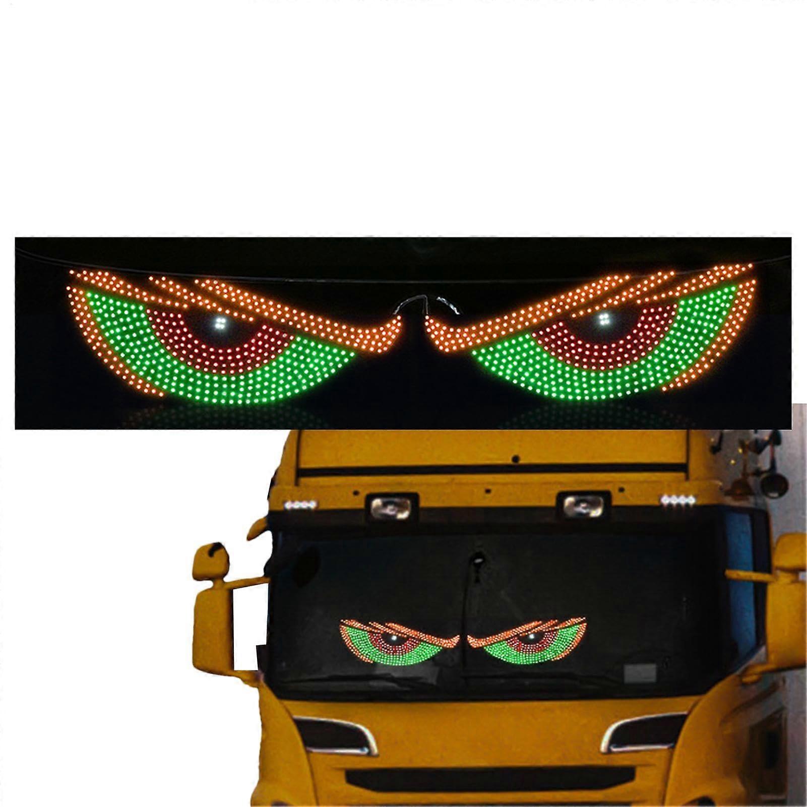 Eye Lights for Car Animated LED Headlight Flexible Windshield Eyes Front and Back Windshield Light Yellow-Green