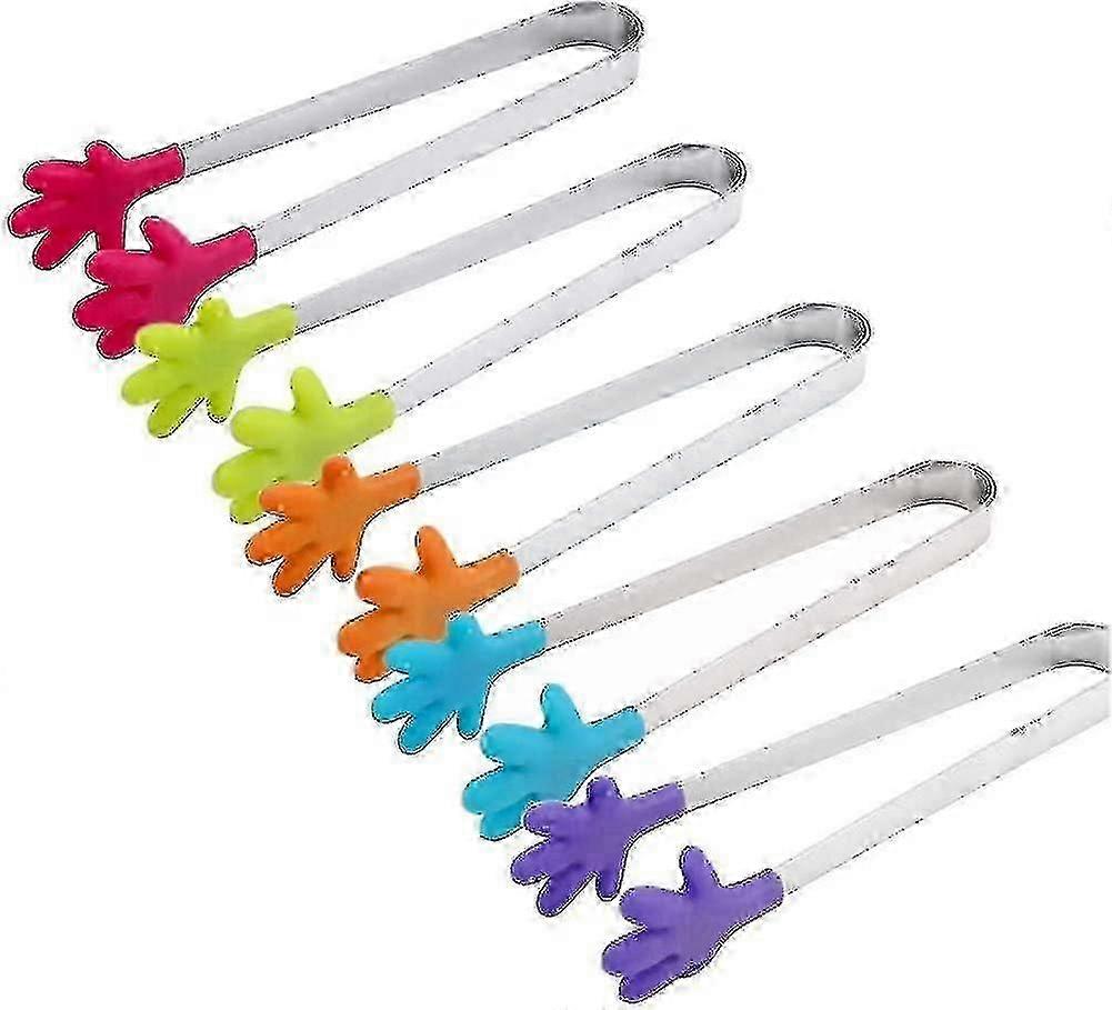 Food Handling Tongs - 5pcs Mini Silicone Grippers for BBQ & Sweets