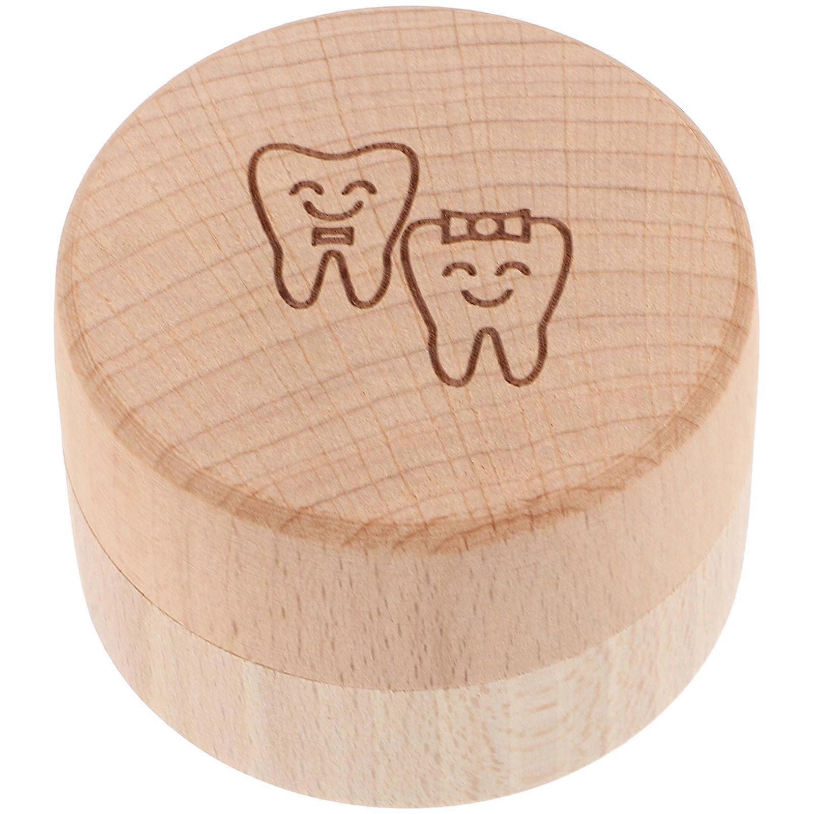 Wooden Baby Tooth Box for Storage Use 2Pcs Kids Lost Tooth Collection Case