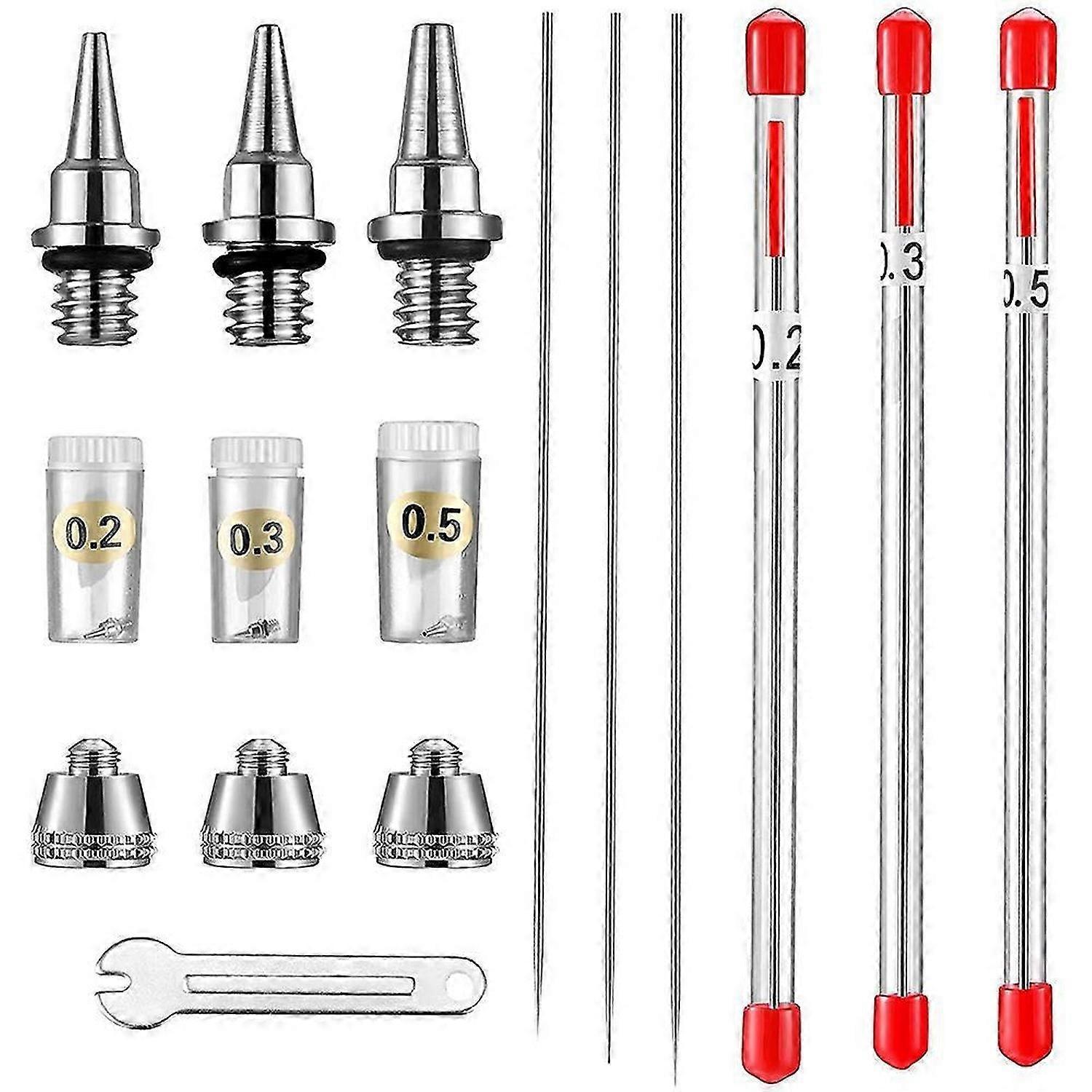 10 Pieces Airbrush Nozzle Needle Nozzle Cap Kit with Wrench Airbrush