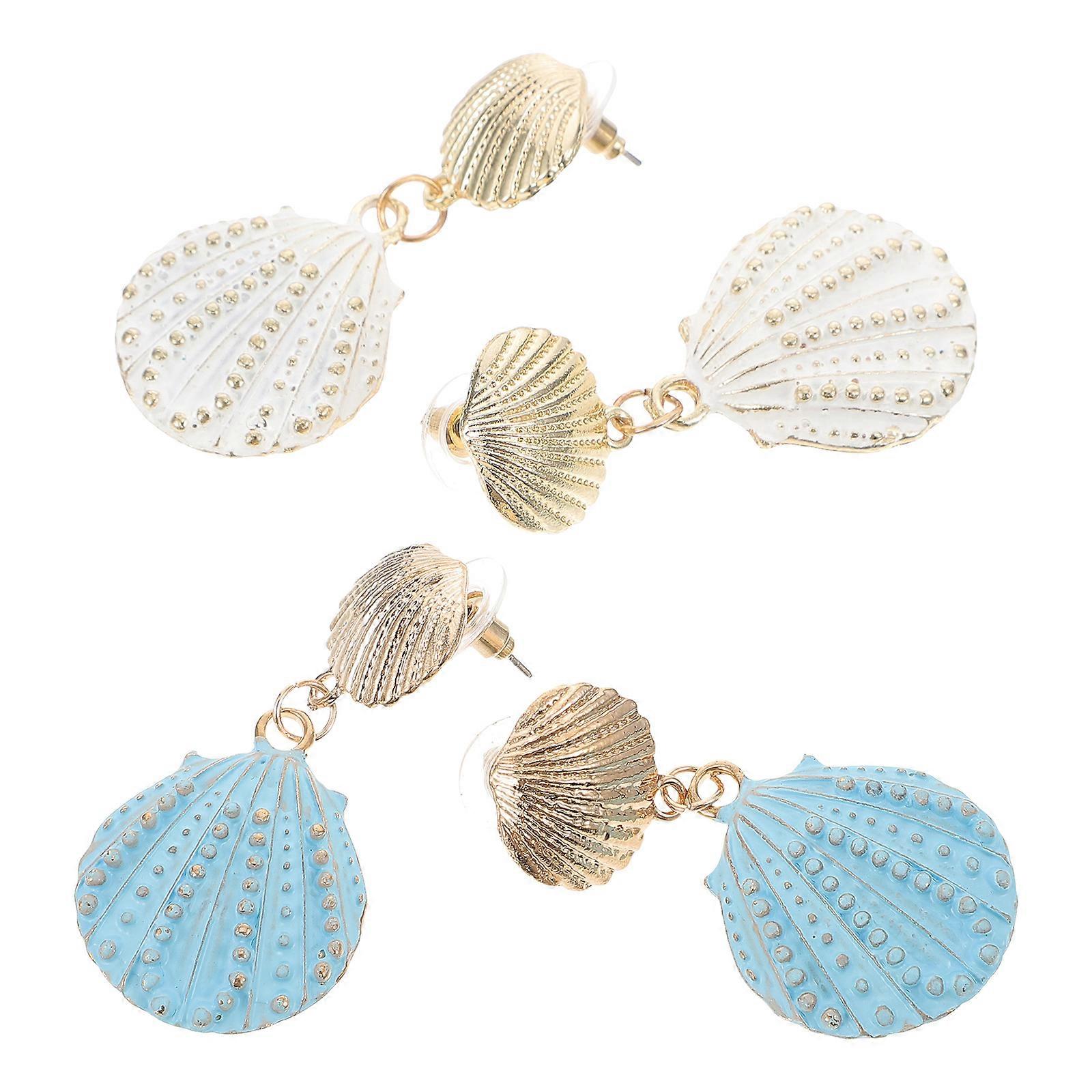 Ear Decoration Shell Shape Earrings for 6Pairs Hawaiian Dangler Earring