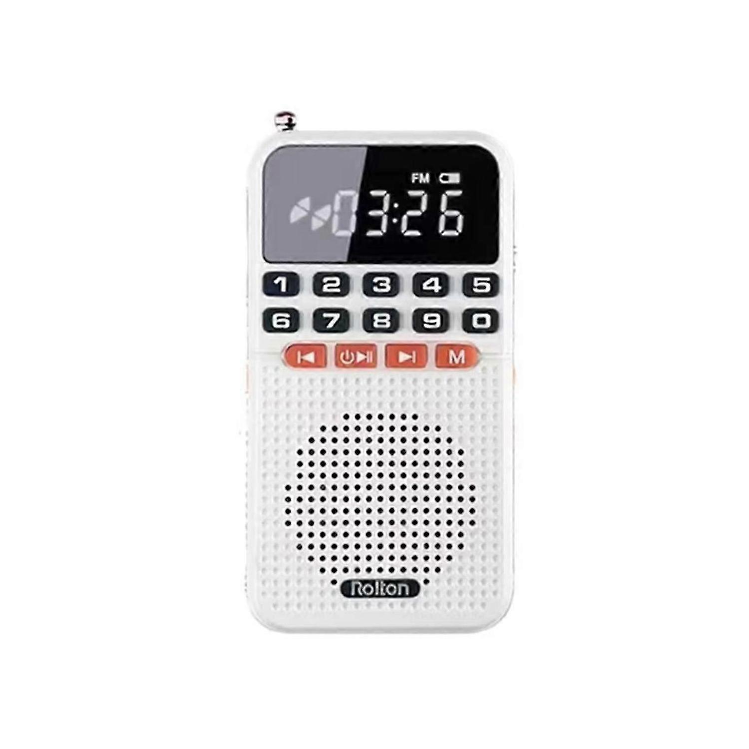 Portable AM/FM Radio with Bluetooth 5.0 TF Card Slot LED Flashlight for Home and Outdoor Use White