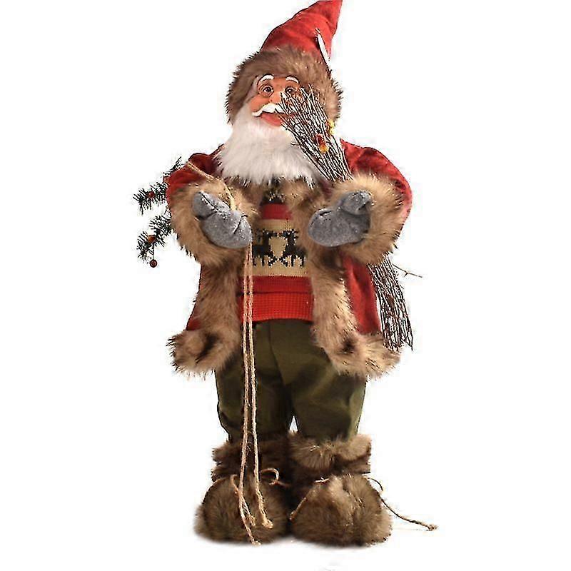 Red short Santa Claus statue red Christmas decoration ornament doll, suitable for windowsill fireplace Christmas decoration