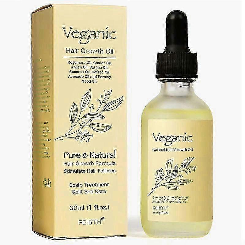 زيت نمو الشعر الطبيعي النباتي ، زيت نمو الشعر النباتي بزيت إكليل الجبل ، زيت الخروع ، زيت الأرغان ، زيت باتانا ، زيت نباتي للشعر الرقيق 30 مل