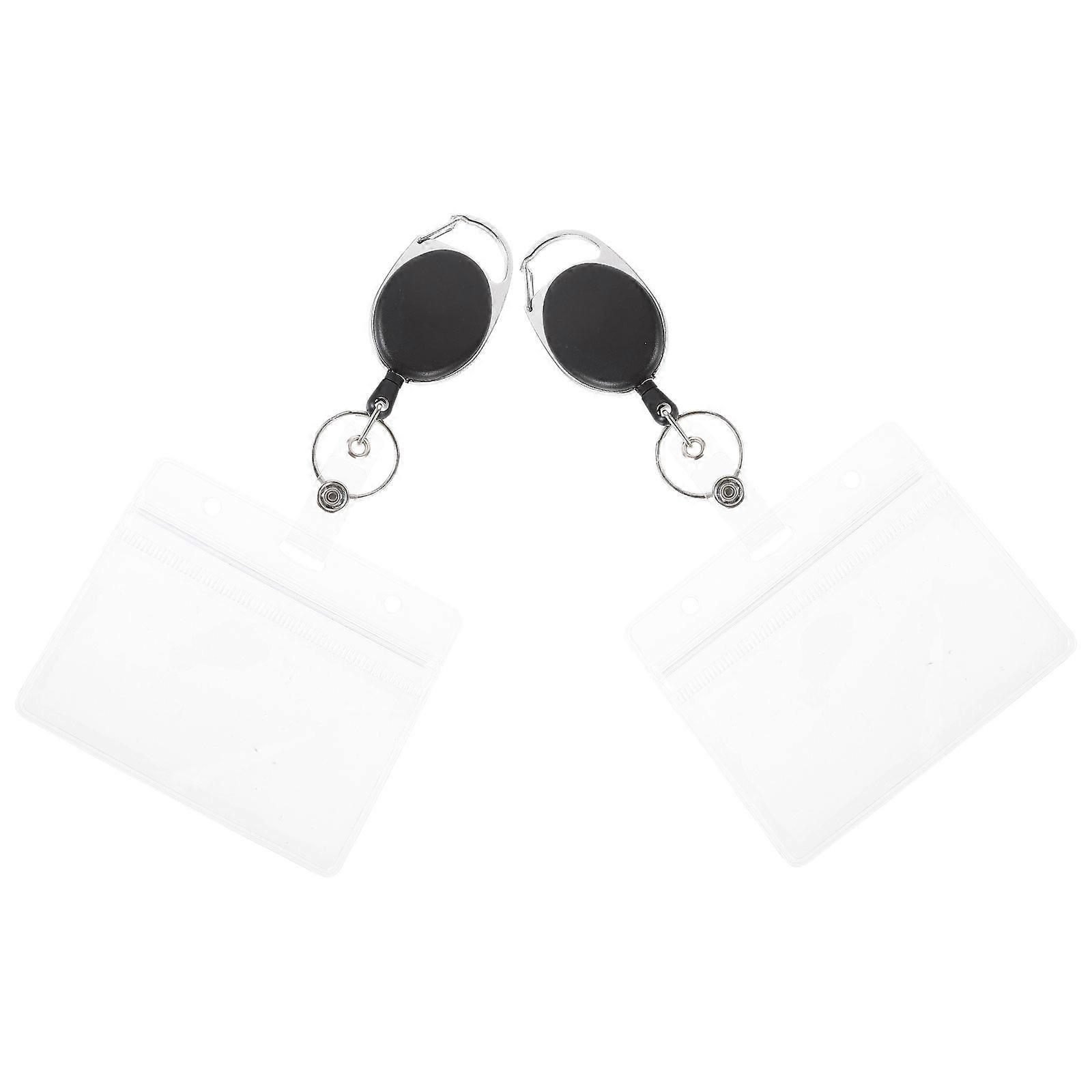Retractable Badge Holders Portable Id Card Holders Minimalist Design For Office Work 2Set