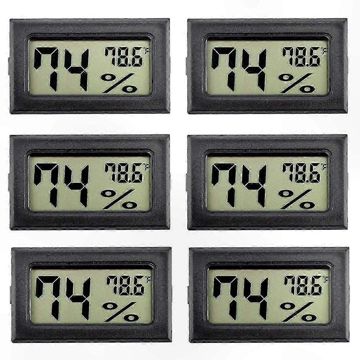 Indoor Digital Thermometer Hygrometer 6-Pack for Home Greenhouse Office Use Fahrenheit Scale Monitoring Solution