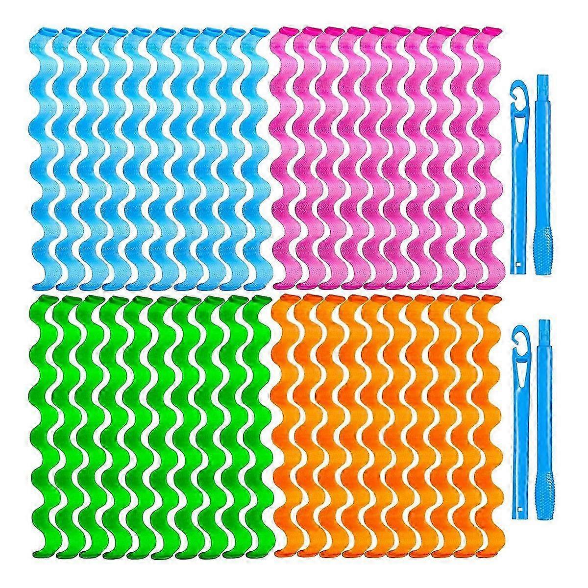 40 Pcs No Heat Hair Curlers for Heatless Waves, 2 Styling Hooks Included, Damage-Free Wavy Hair Styling