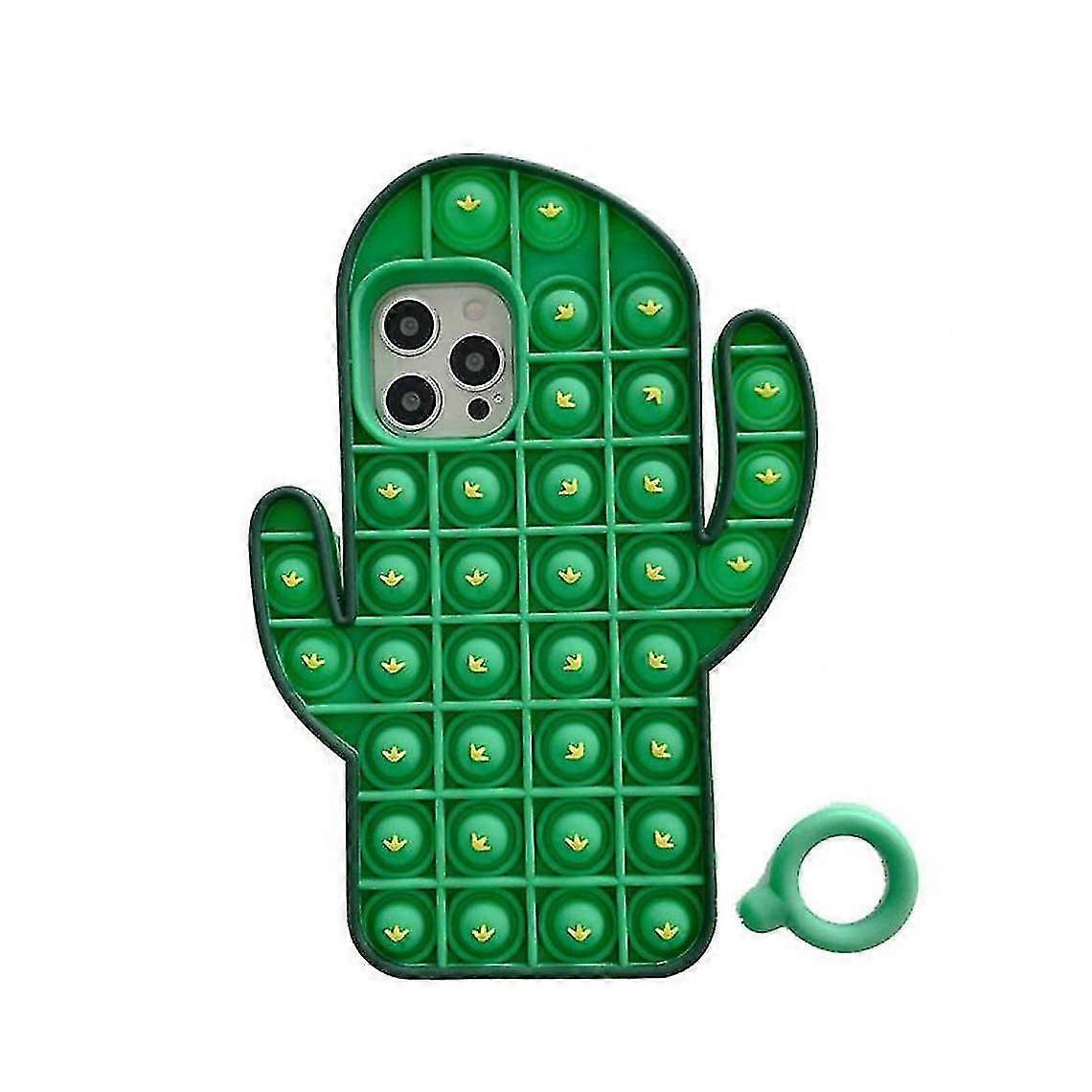 Push Pop Bubble Cactus Shape Silicone Case For Iphone X