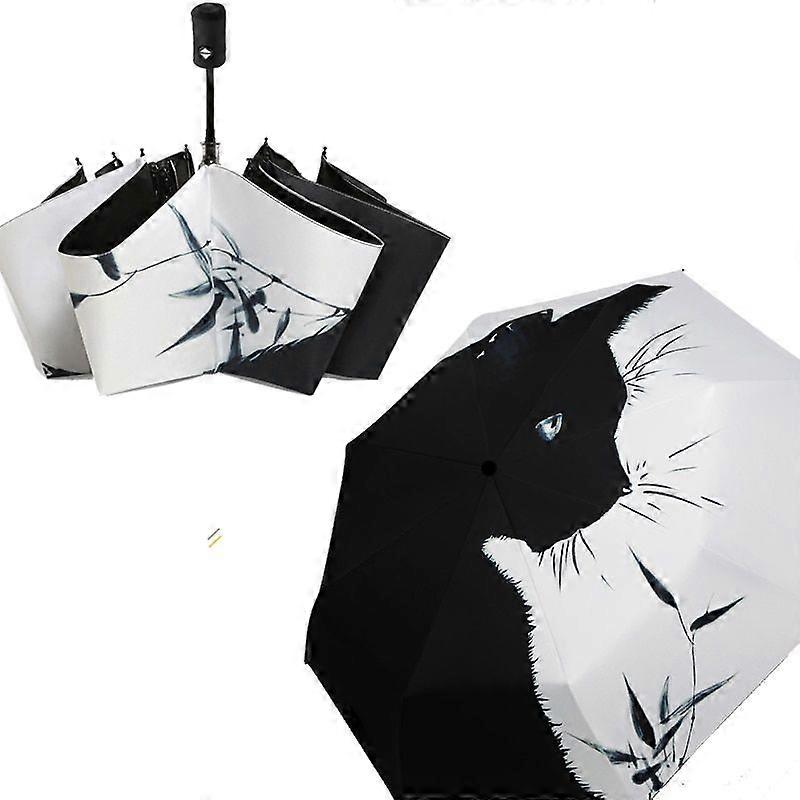 Automatic style umbrella cartoon black cat umbrella