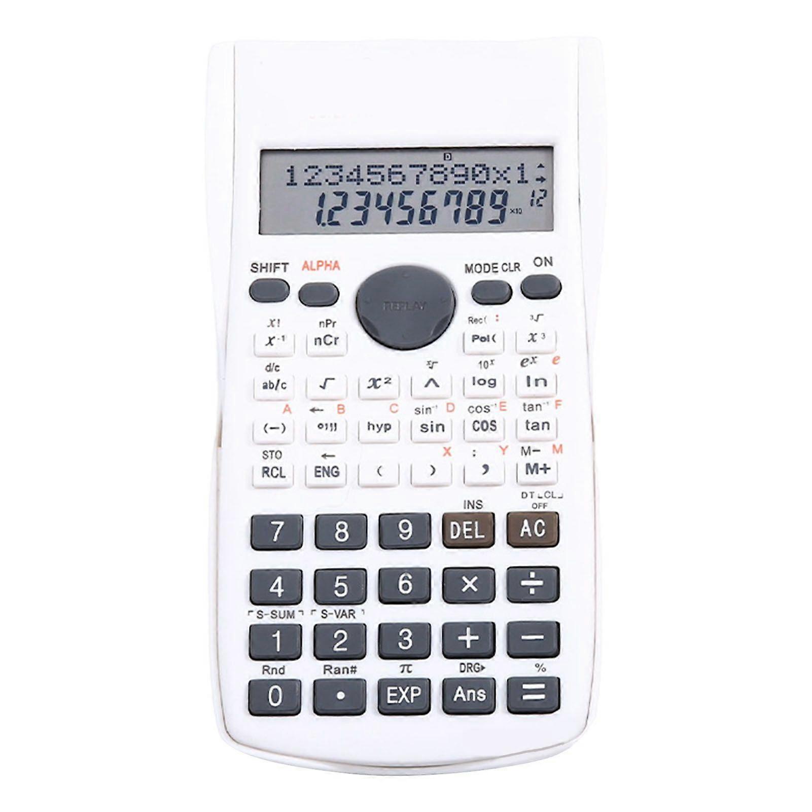 Scientific Calculator 12 Digit 240 Functions Multifunction Large Display Function Calculator with Sliding Hard Cover White