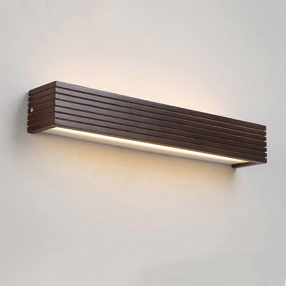 Wood Bathroom Vanity Light Fixture LED Mirror Front Light, 6000K Rectangular Makeup Wall Sconce, 35cm Modern Design