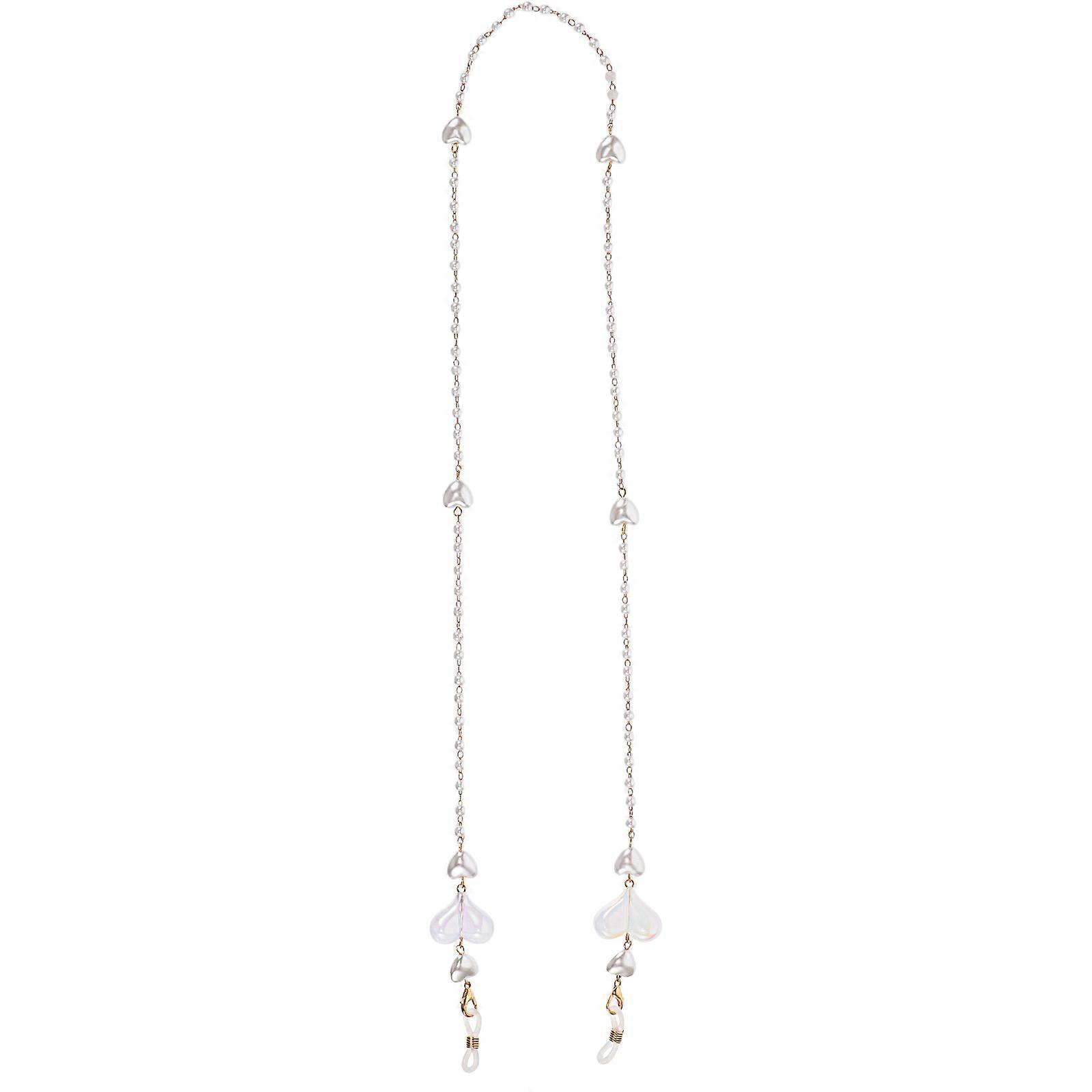 5Pcs Heart-Shaped Glasses Chain for Glasses Featuring Multi Color Simulation Pearls