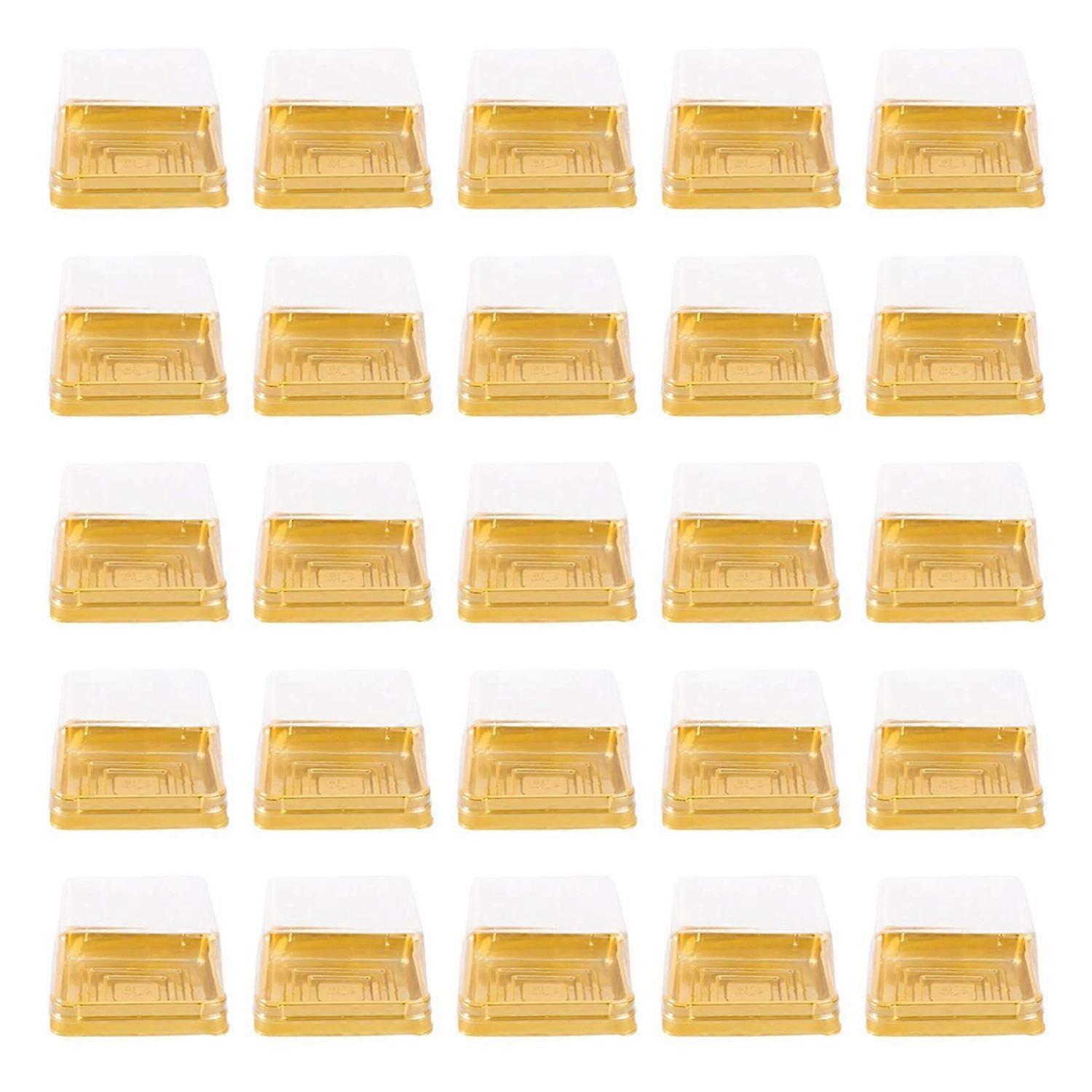 100Pcs Plastic Mini Cake Box Dome Boxes Golden Christmas Packing Box