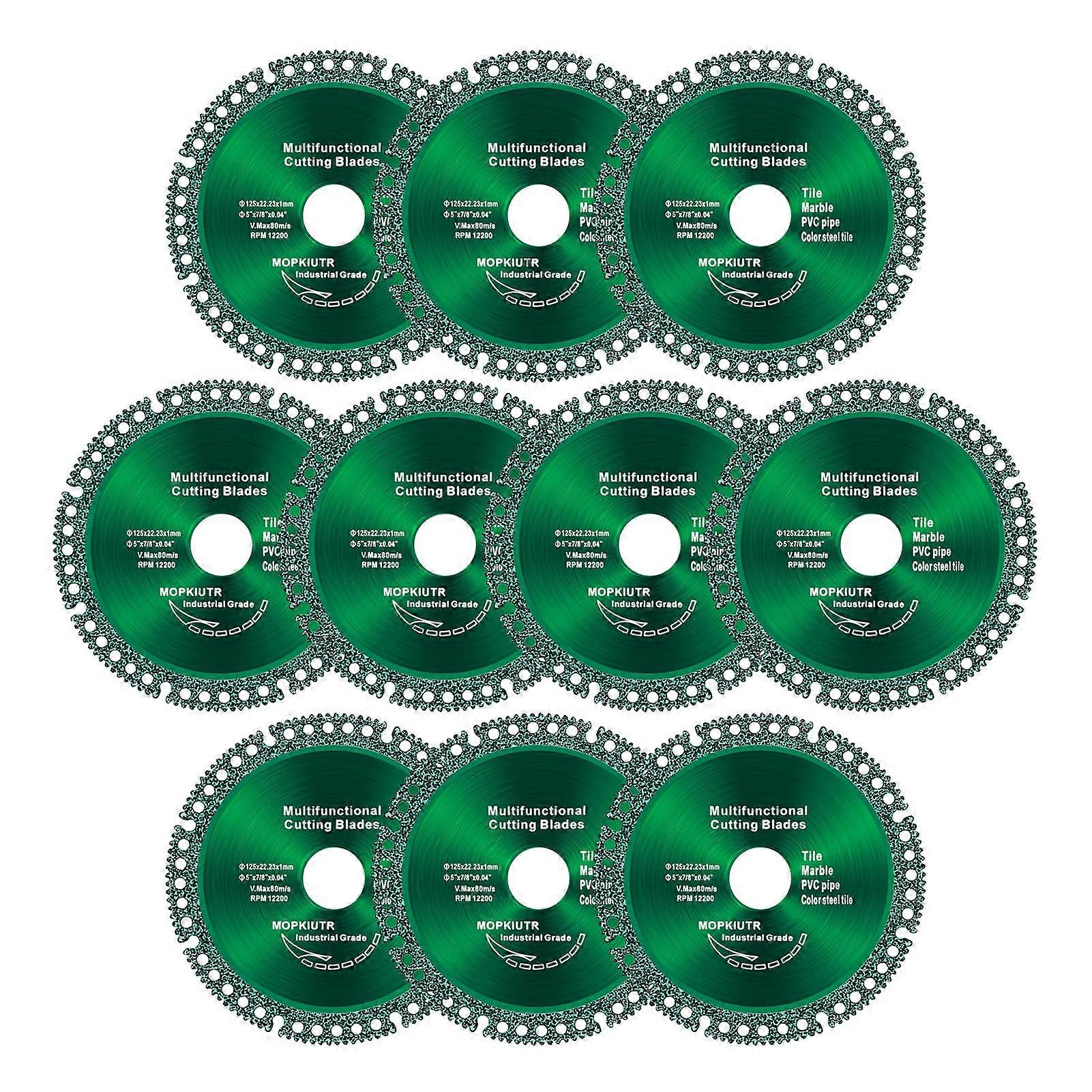 Indestructible Disc For Grinder 5 Inch 125mm, 10 Pack, 7/8 Arbor, Composite Discs For Smooth Cutting And Chamfering