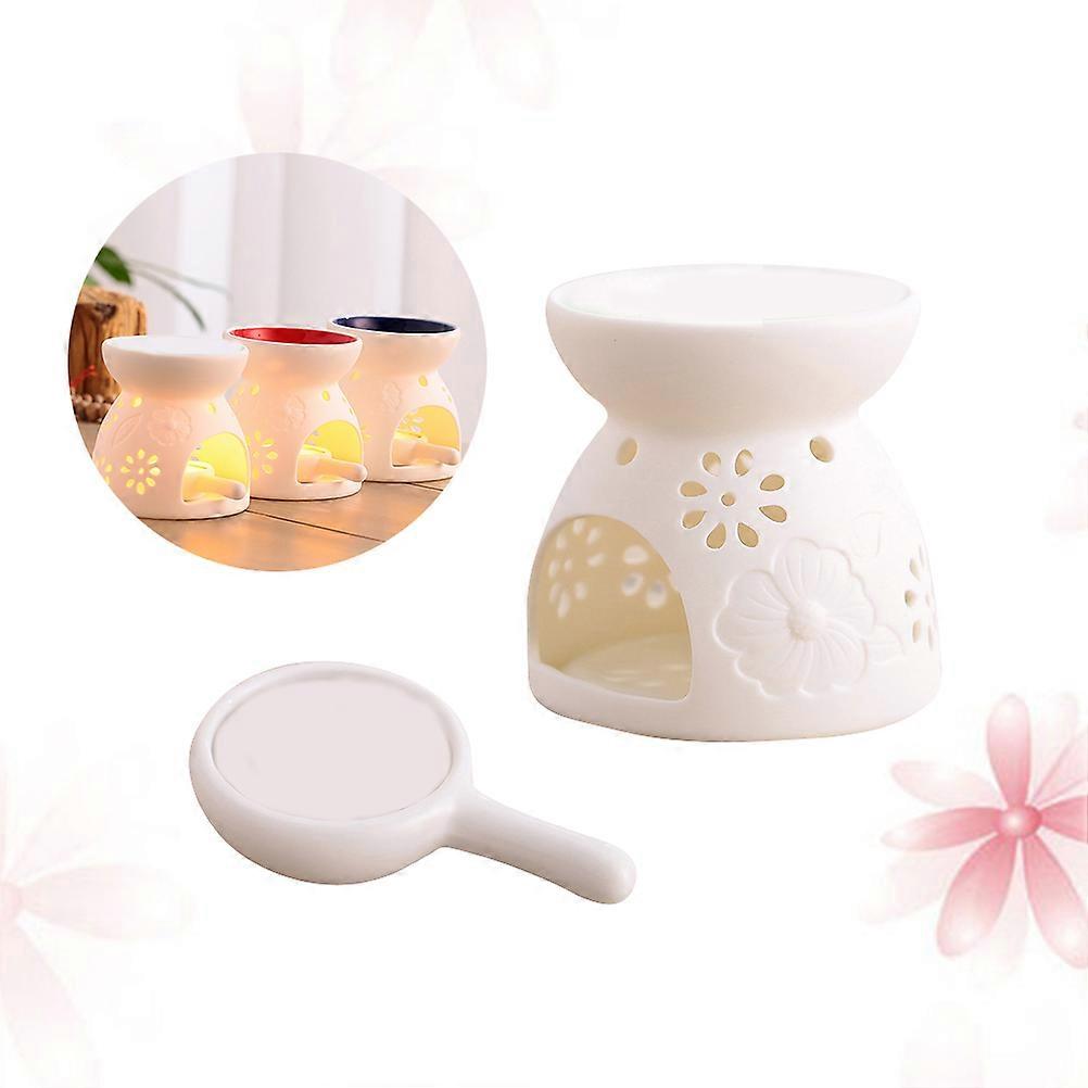 Aromatherapy Ceramic Incense Burner for Home Use White Hand-Carved Hollowed-Out Holes Aromatherapy Function 1Set