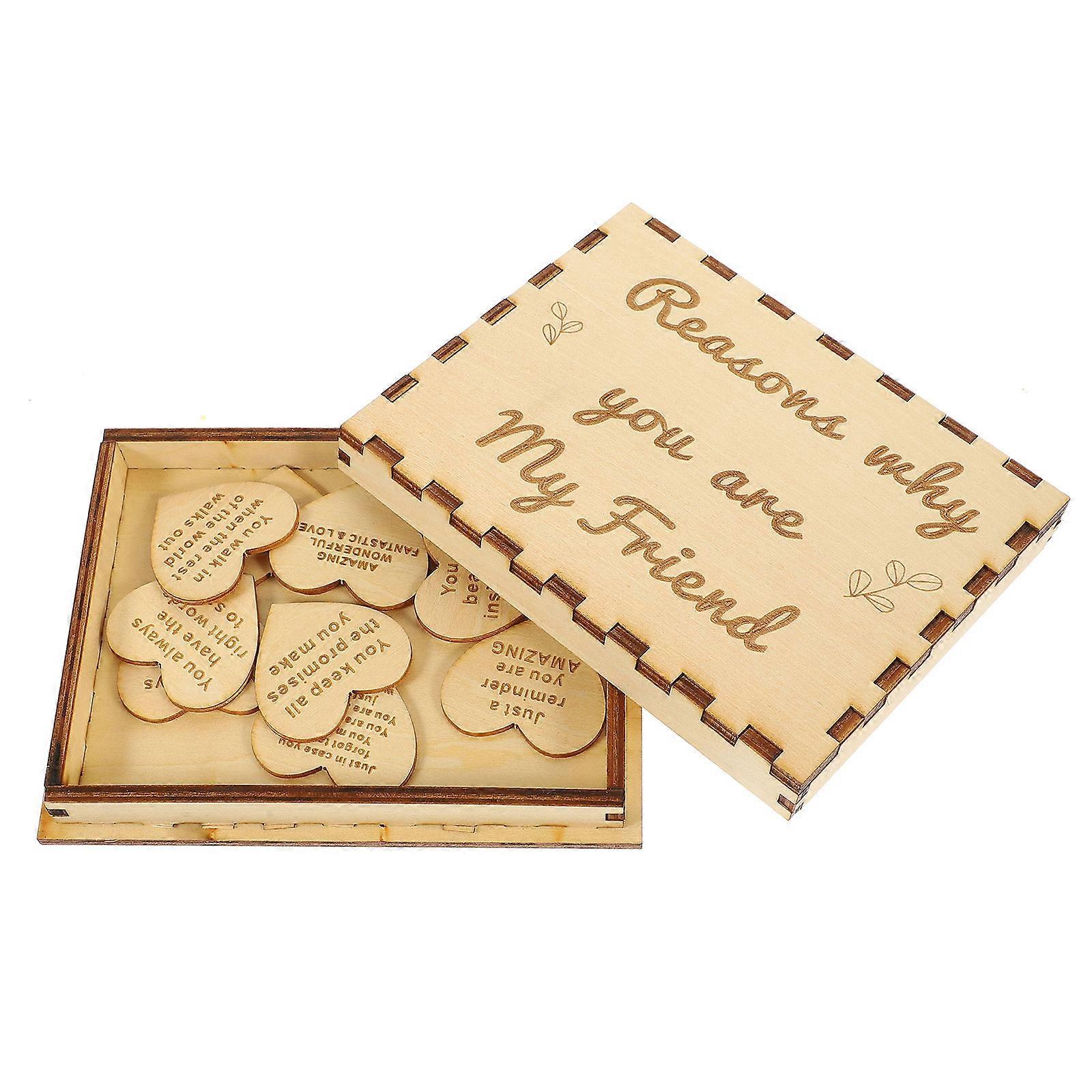 Wooden Gift Box for Friendship Appreciation Storage 3Sets with Heart Slices
