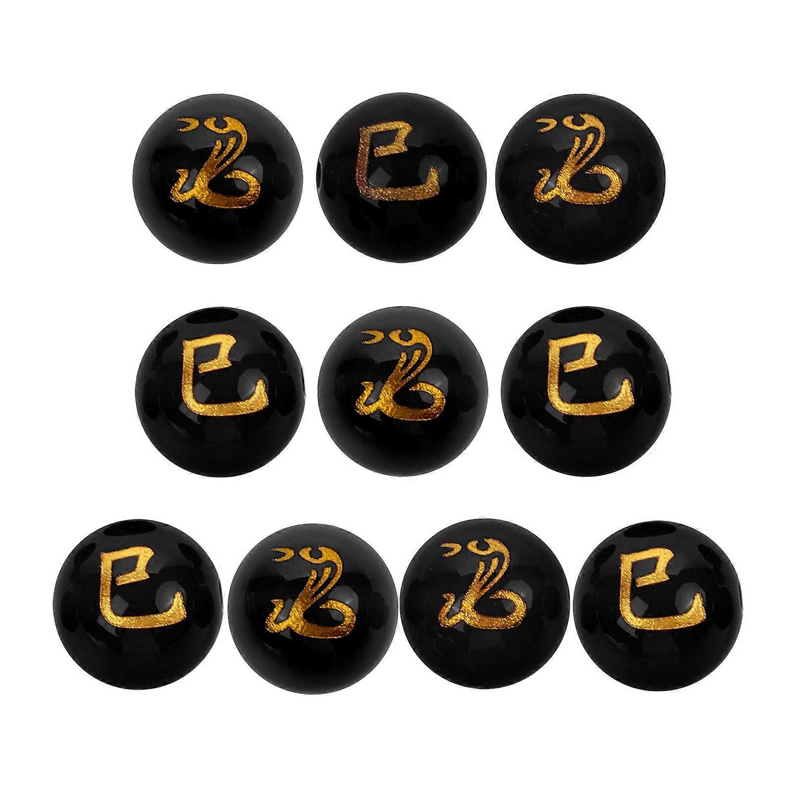 Round Spacer Bead Jewelry Components for Earring Making Agate Black Material 10Pcs