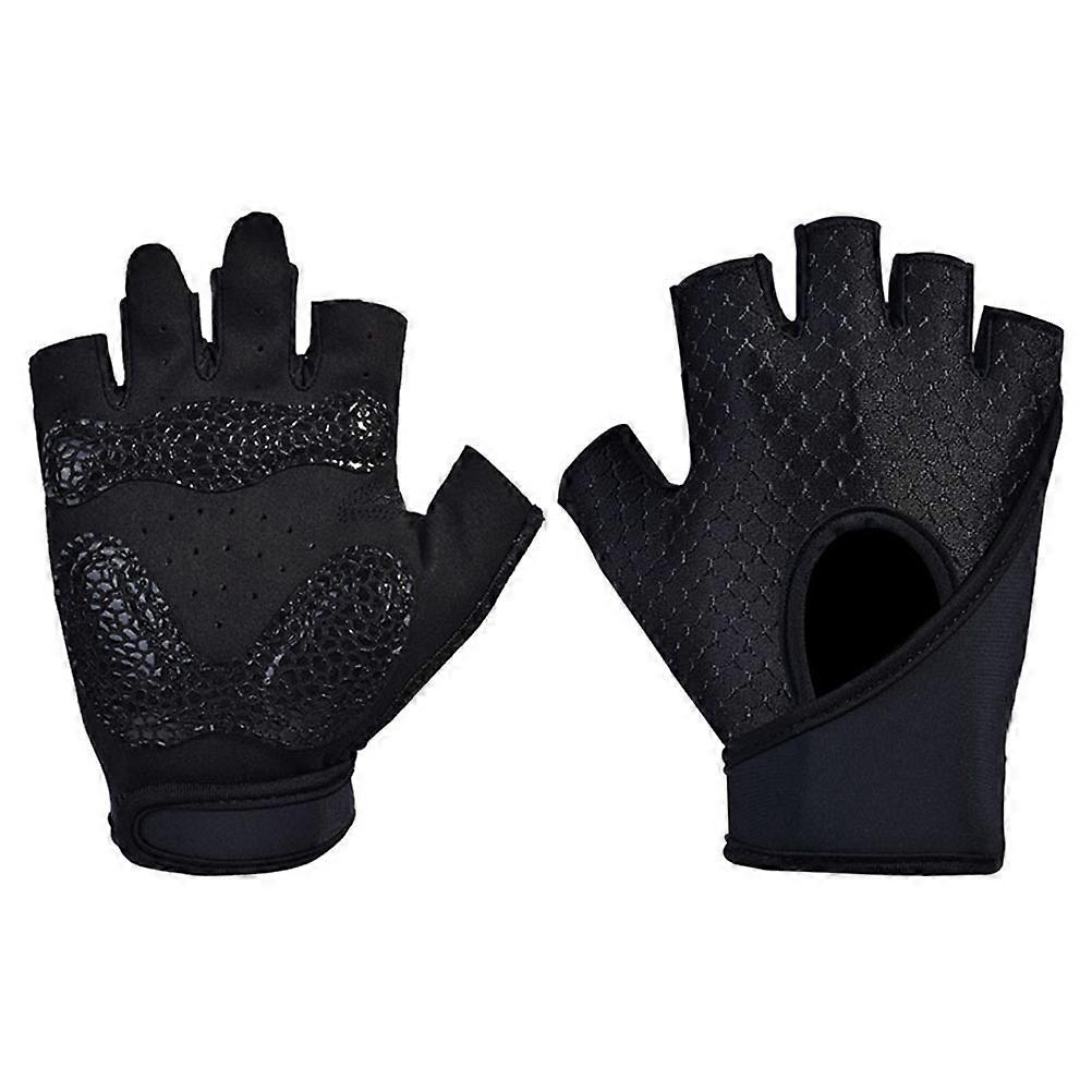 3 Pairs Of Black Yoga Gloves Non-slip Half Finger Design For Gym And Strength Training