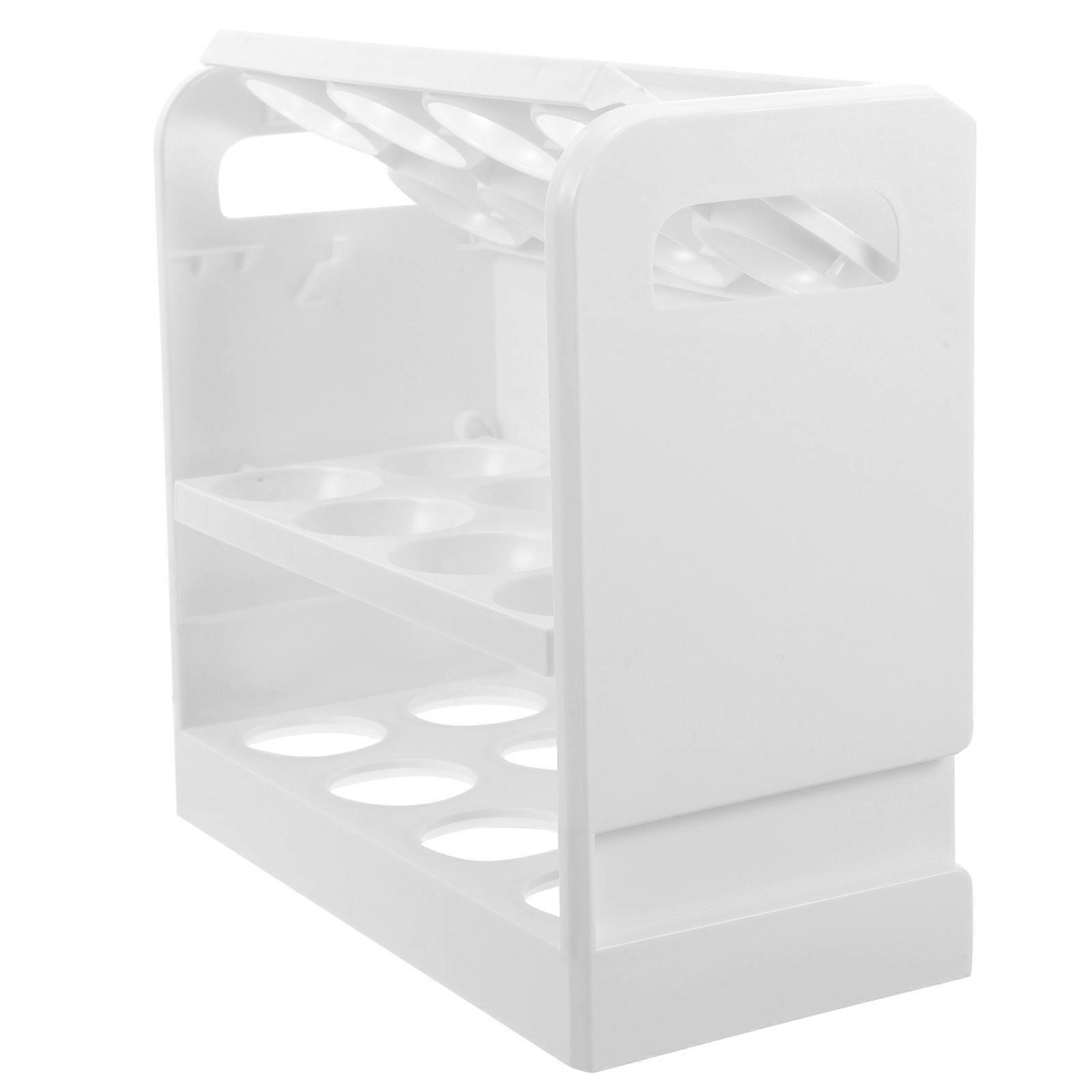White Egg Holder For Fridge Door 2Pcs 3 Layers Refrigerator Storage Rack Practical Organizer