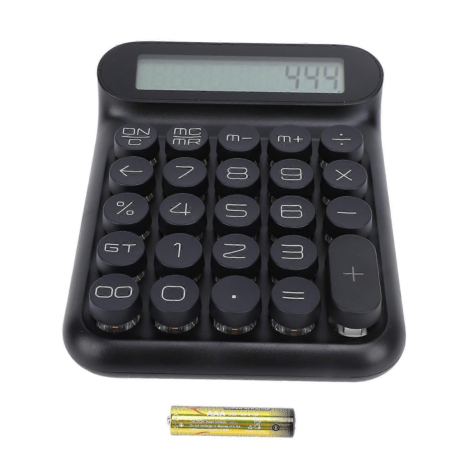 Mechanical Switch Calculator LCD Display 24 Keys Automatic Sleep Desktop Calculators for Business Office Students Black