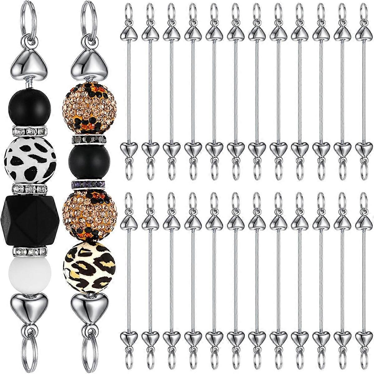 24 Pieces Beaded Keychains Bulk DIY Keychain Making Accessories A