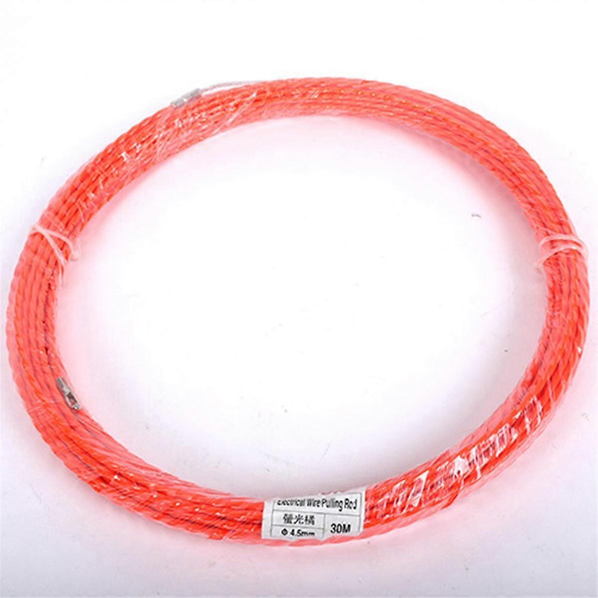 4.5mmx30m Duct Rodder Fish Tape Wire Rod Electrical Cable Puller Rod Through Wall Threader Red Polye