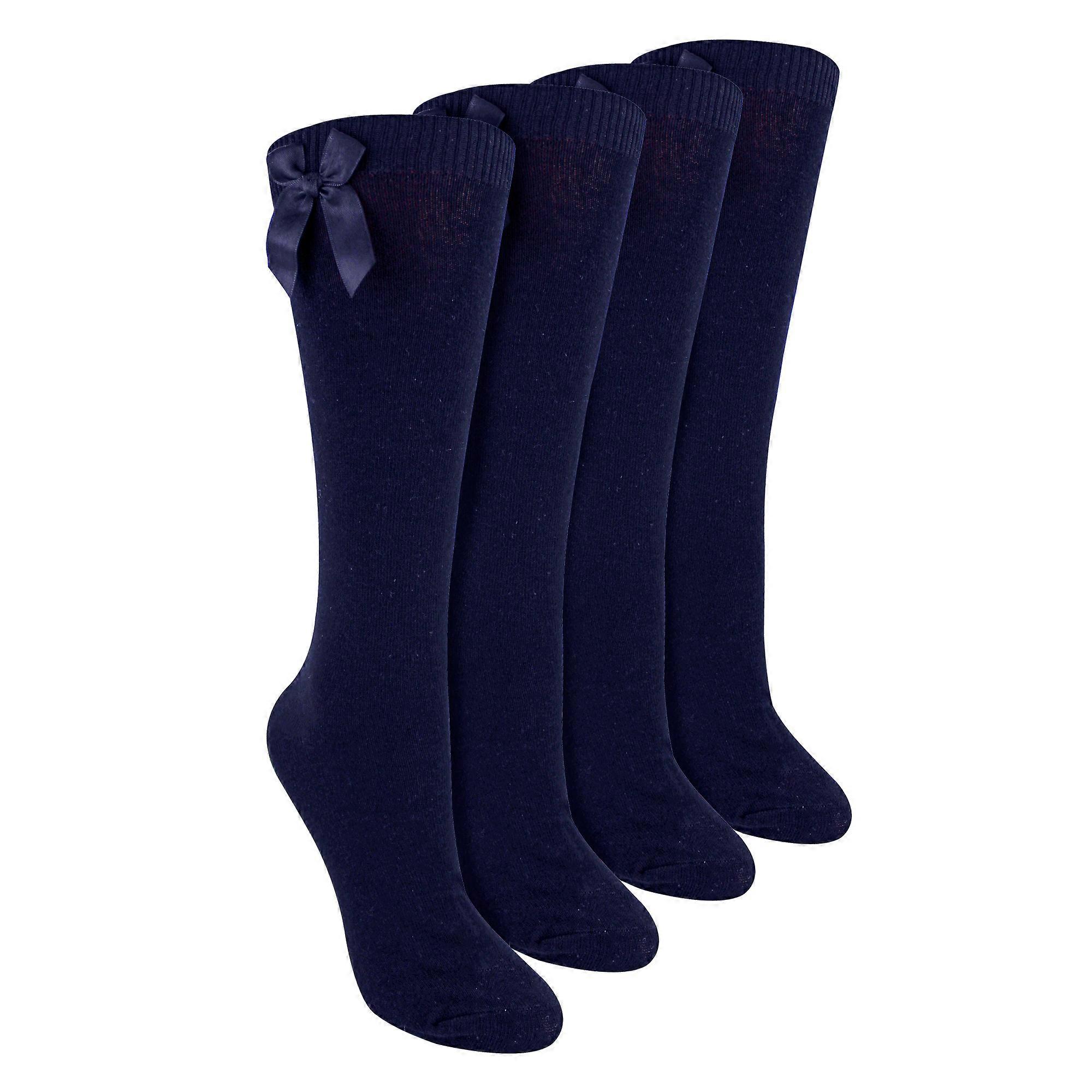 Sock Snob - 4 Pack Girls Knee High School Socks with Bow