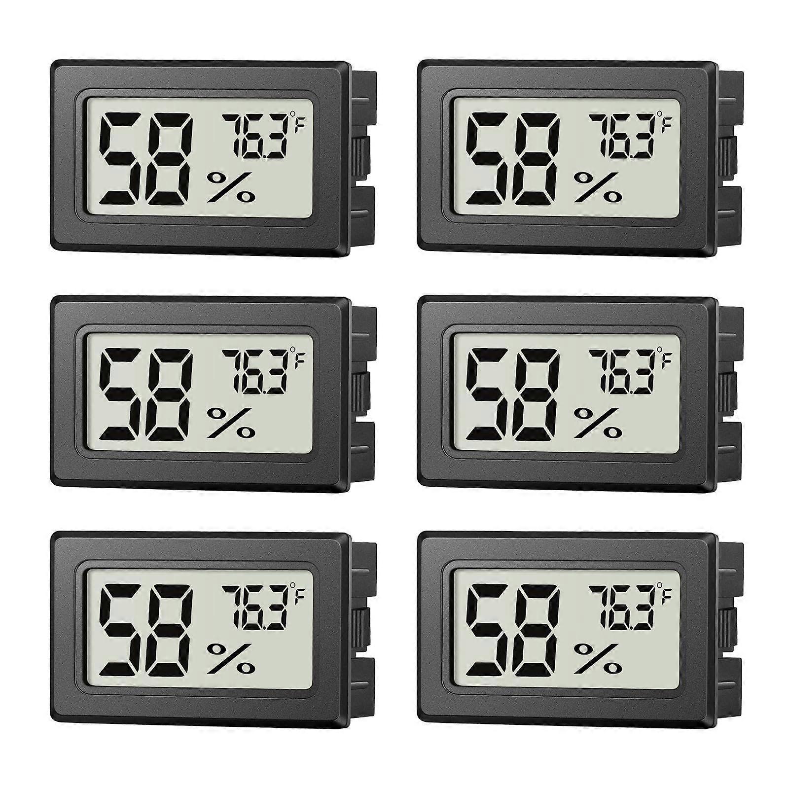 6 Pack Mini Hygrometer Thermometer, Small Digital Indoor Humidity & Temperature Gauge,  Monitor for Humidor, Reptile Tank, Mason Jars, Thermostat - Fr