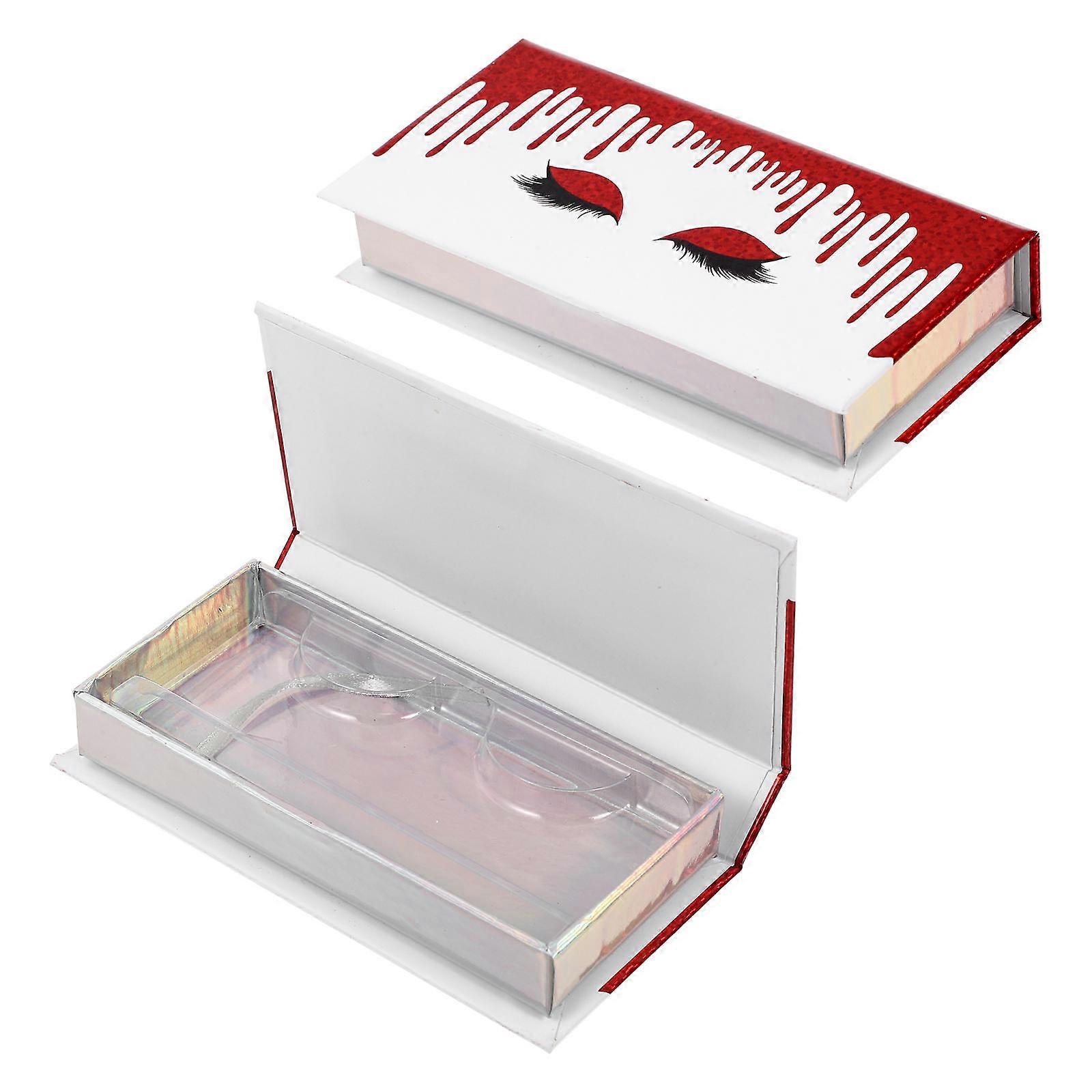 Red False Eyelash Case Paper Eyelash Organizer for Storage Use 2Pcs
