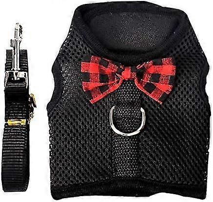 Harness For Rabbits With Elastic Leash, Suitable For Small Pets (l: Bust (35-40cm), Black)