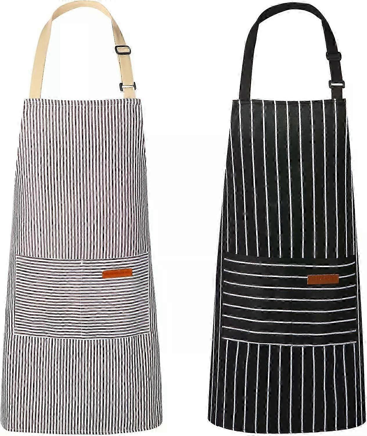 Kitchen Aprons, 2 Pack with Adjustable Neck Strap, 2 Pockets for Restaurant Use
