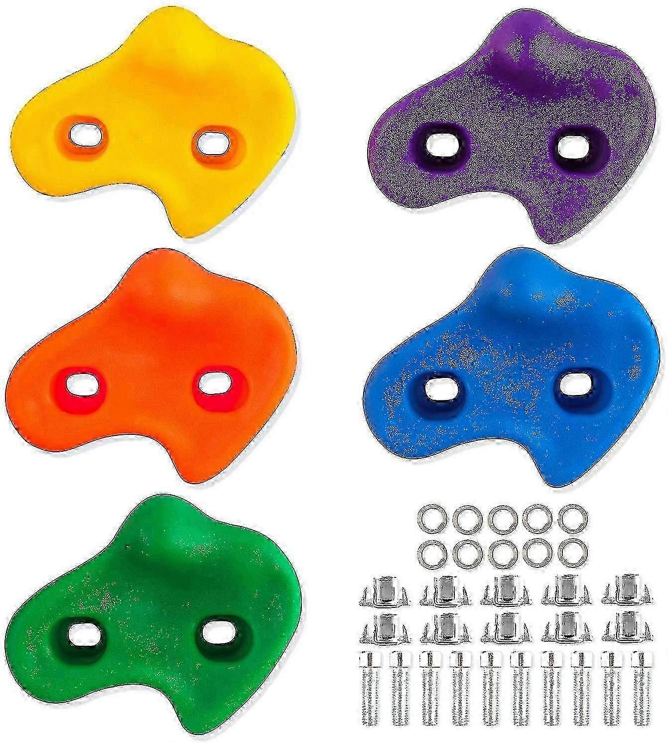 10-Piece Kids Climbing Holds Set with Coloured Rocks and Screws for Wall Fun