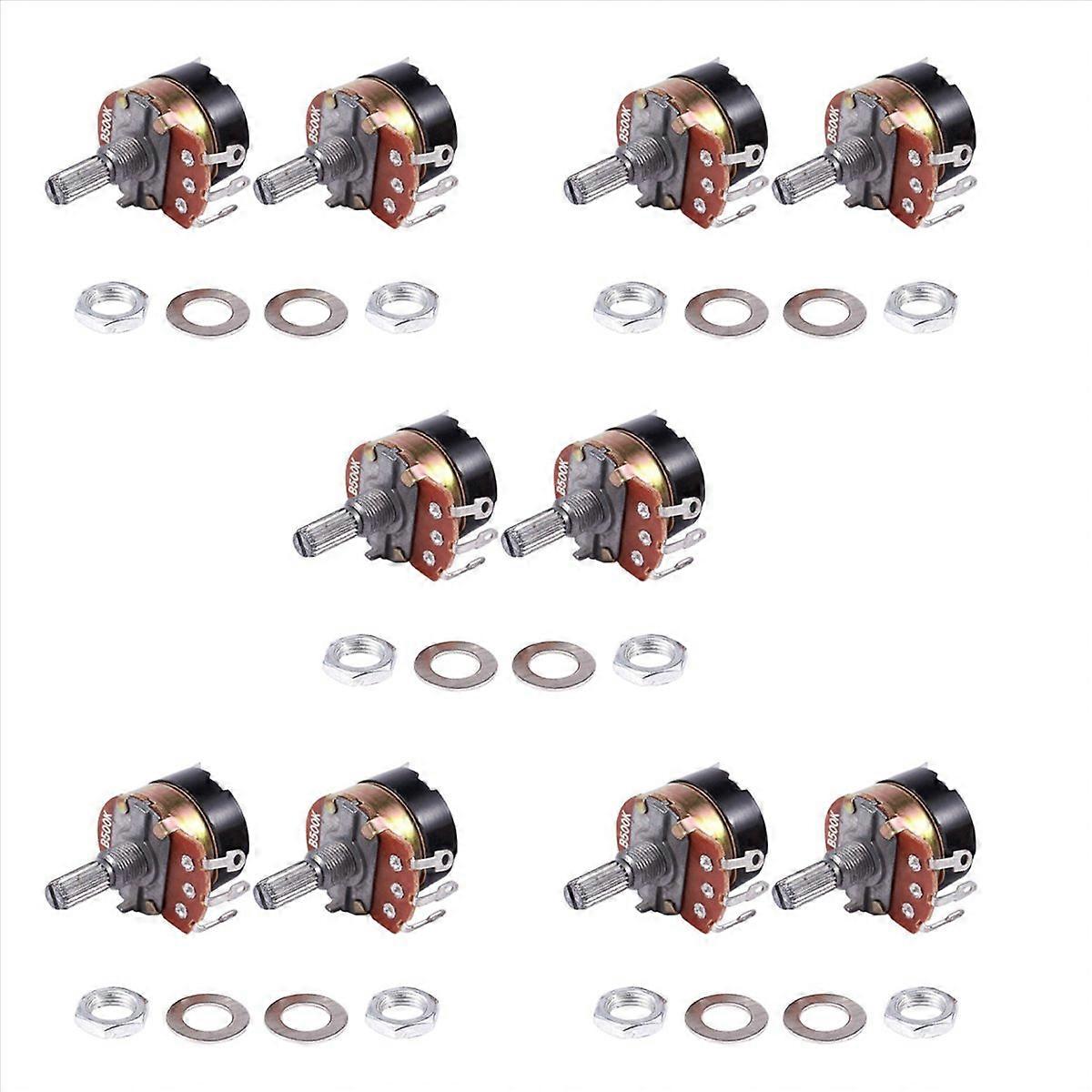 2Pcs 500K Ohm Single Linear Taper Potentiometers with on/off Switch