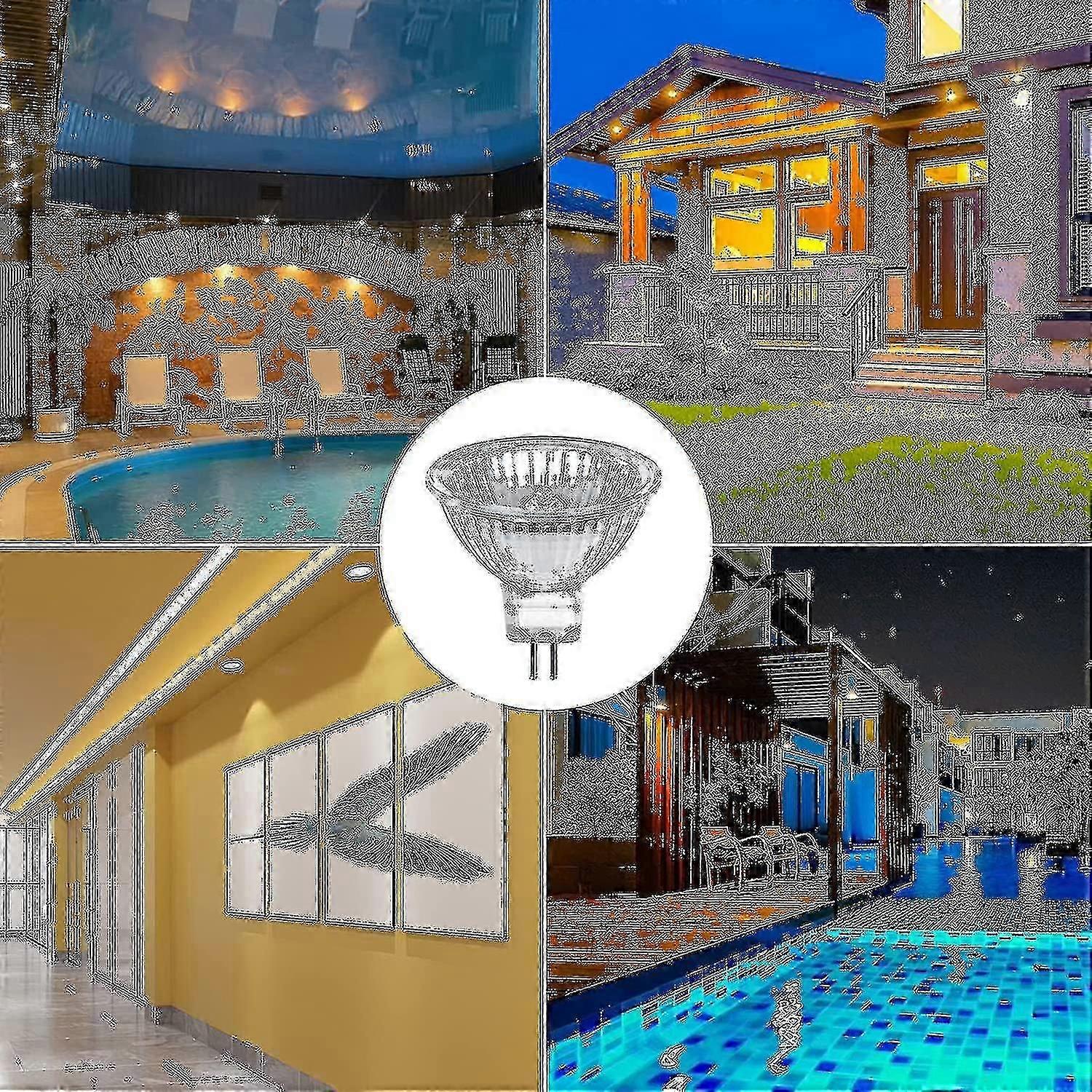 8 ハロゲン電球 Gu5.3 Mr16 35w 12v 調光可能 - ウォーム ホワイト 2800k、400 ルーメン、ガラス カバー Fi gx20241205253 のパック