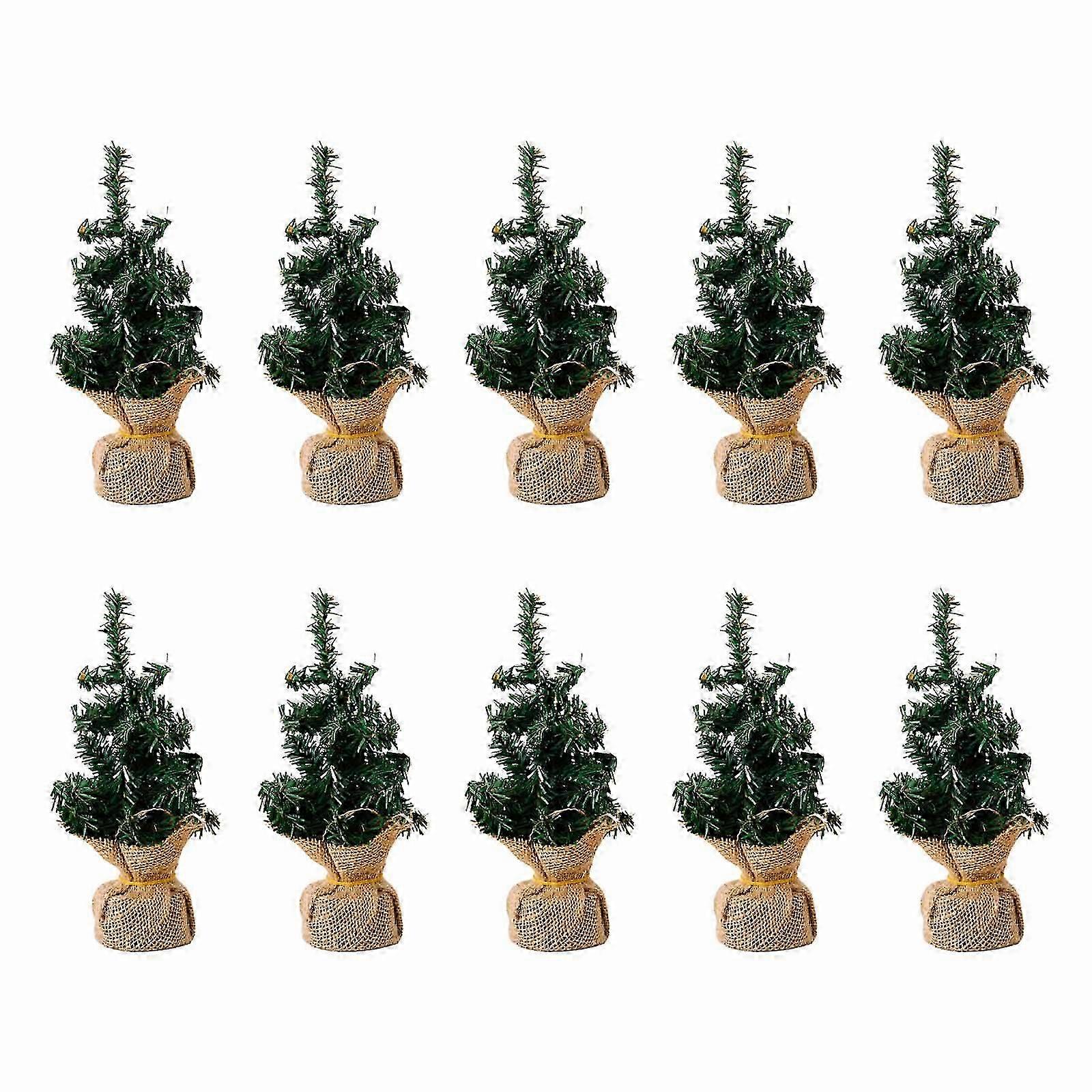 2025 Elegant Miniature Burlap Christmas Tree Decorative Burlap Miniature Christmas Tree Desk Accessory for Seasonal Cheer