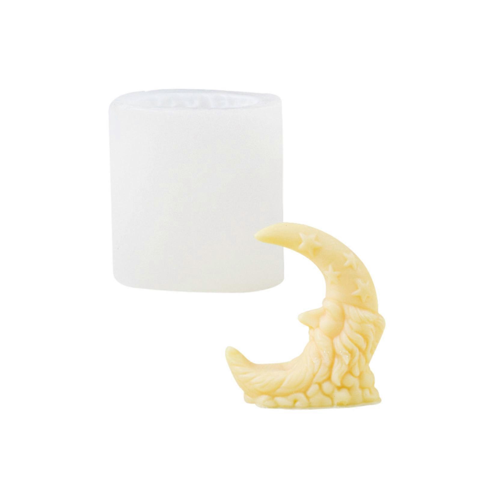 תבנית נרות ריחנית בצורת ירח עם פנים של זקן מסיליקון לשחרור וניקוי קלים לייצור נרות בעבודת יד, צבעים שונים