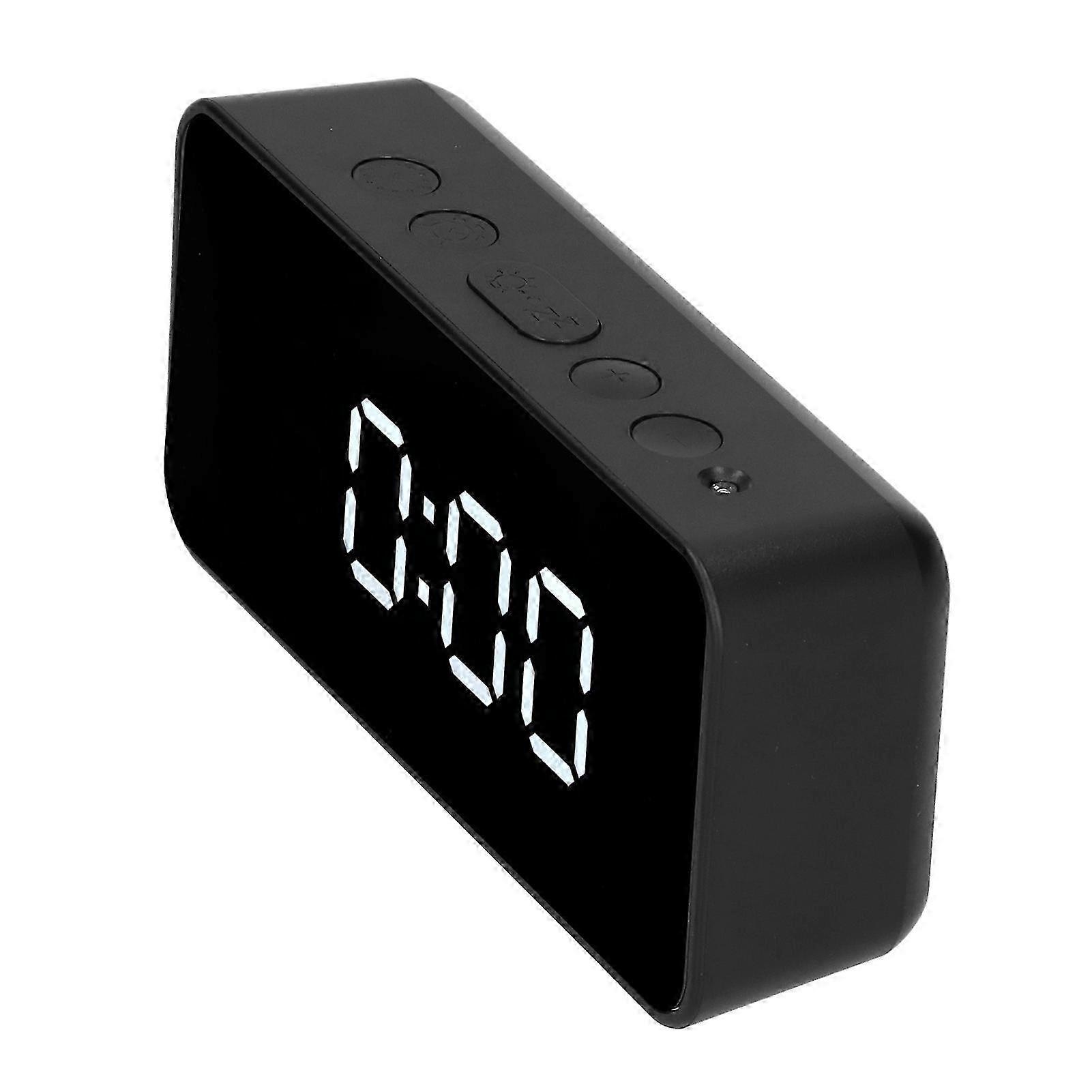 LED Digital Alarm Clock with Temperature Display Automatic Light Sensation USB Mirror Clock Black