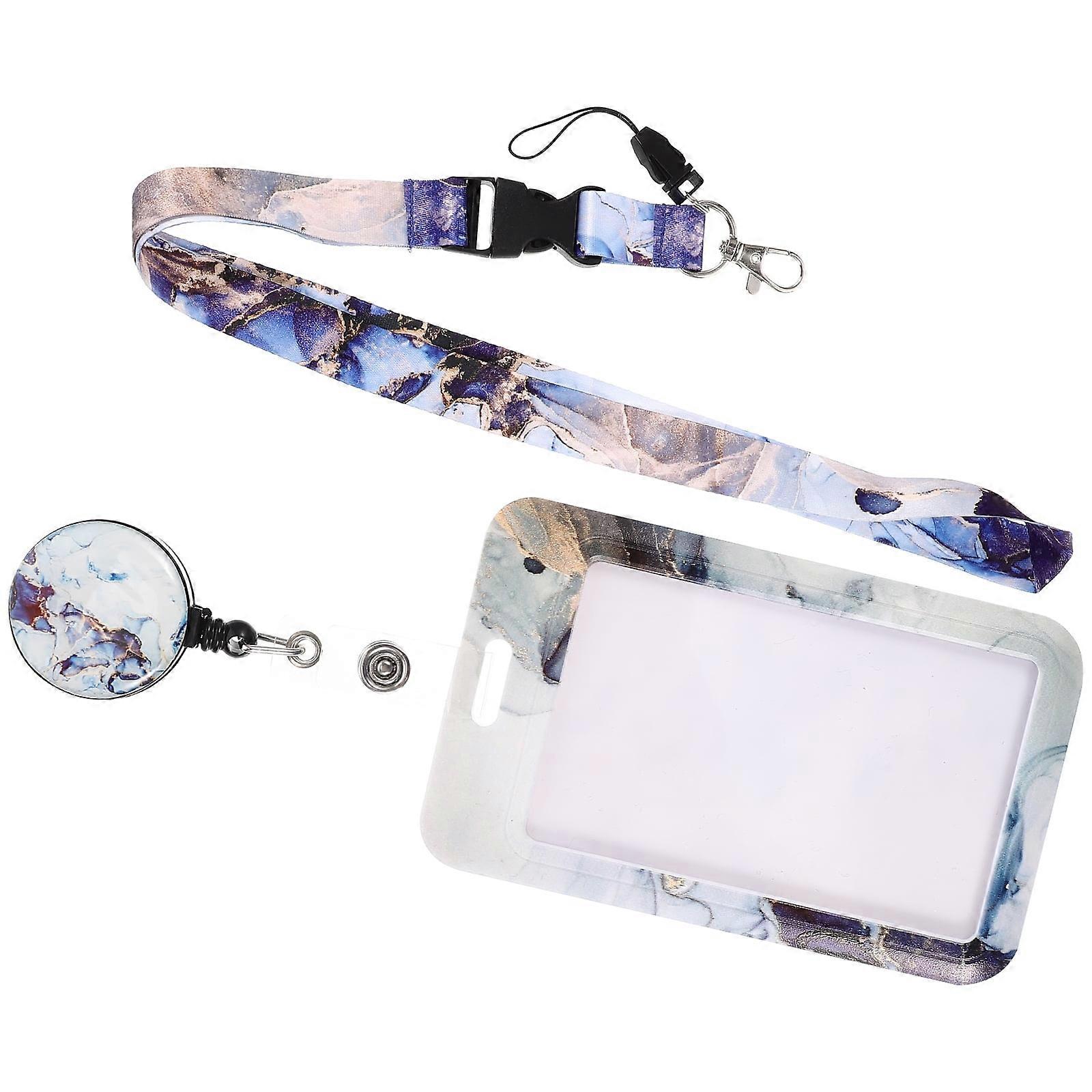 Plastic Stand Name Badges ID Card Holder Protector Lanyard Photo Vertical with Clip Epoxy