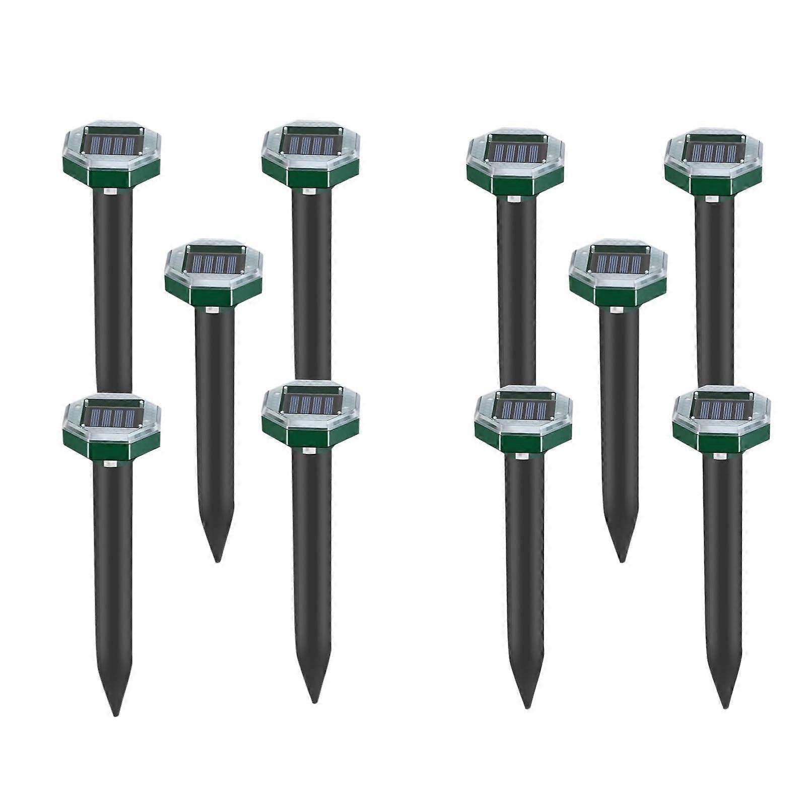 Solar Mole Deterrent 10 Pack Ultrasonic Snake and Bird Repeller Octagonal SolarPowered Design Garden Farm Pest Control