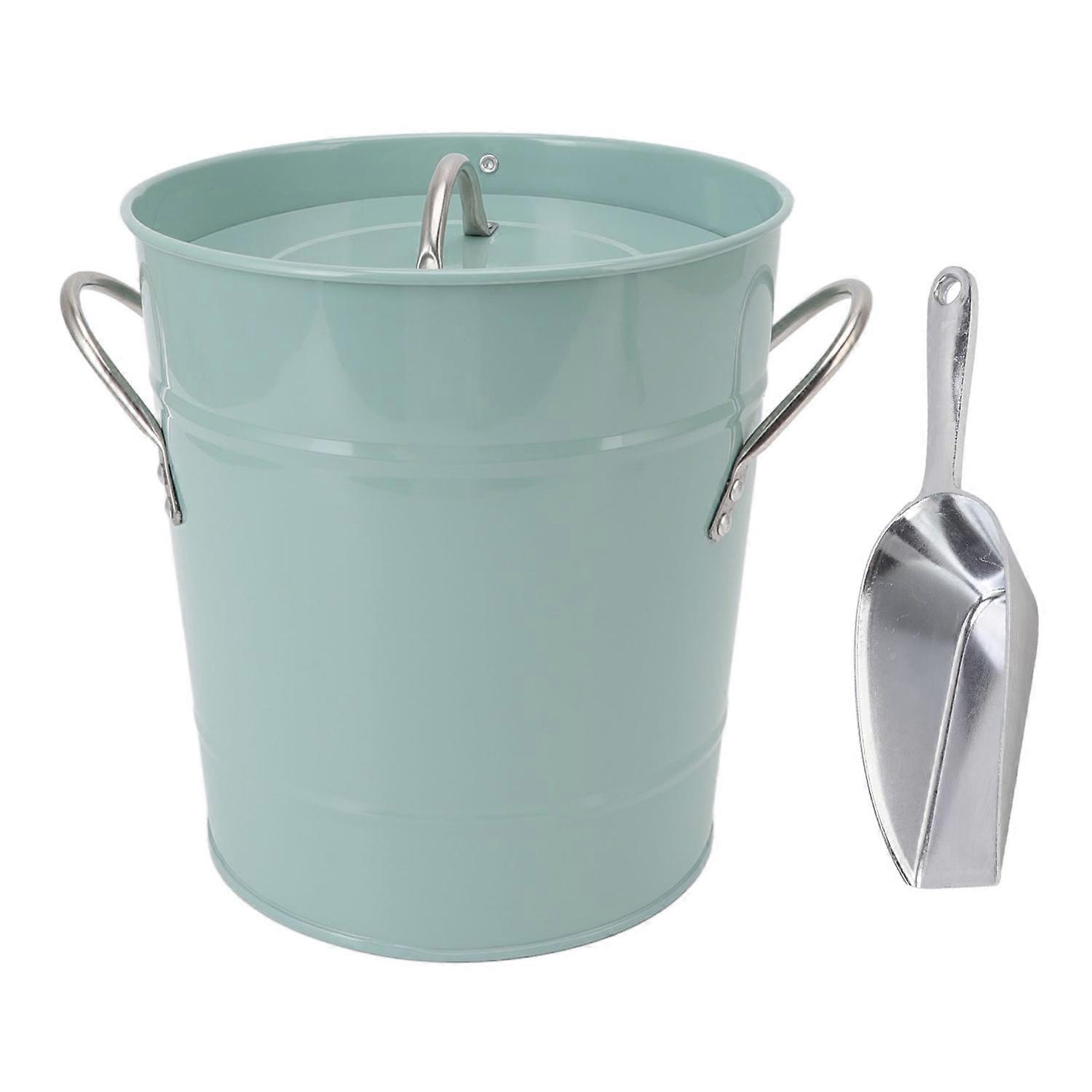 Round Ice Bucket Multipurpose Safe Galvanized Ice Buckets with Lid and Ice Shovel for Bar Restaurant