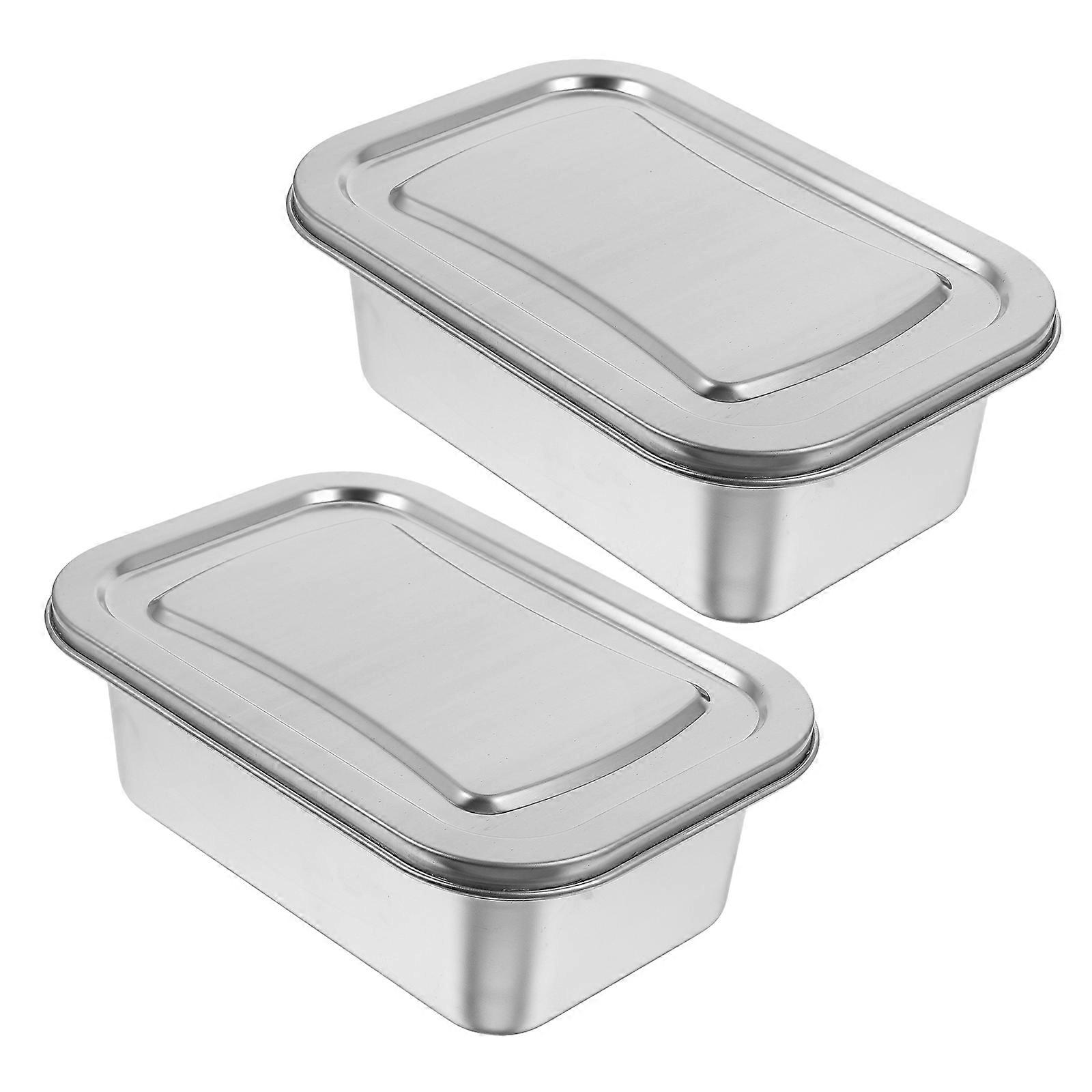 Stainless Steel Ice Cream Container for Storing 2Pcs Airtight Freezer Boxes with Lids