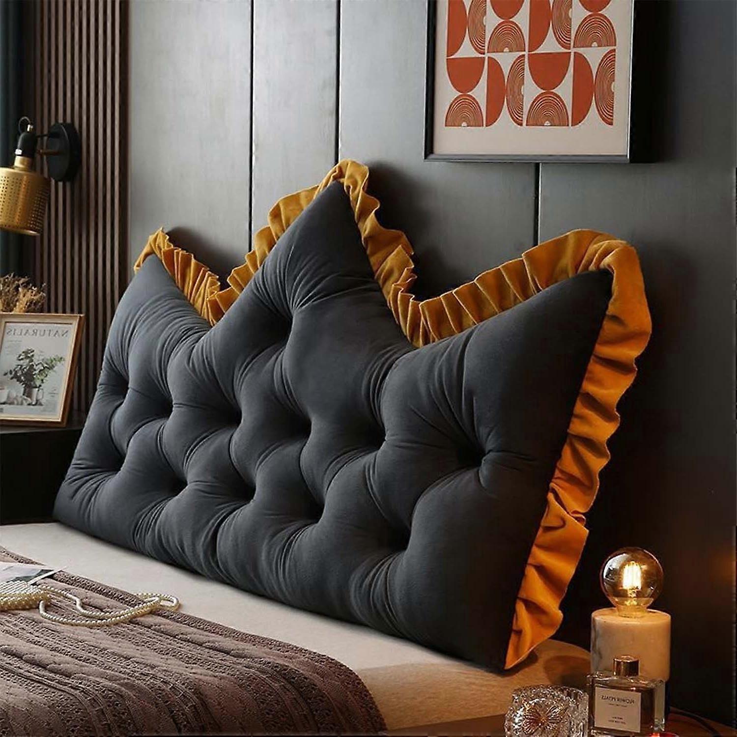 Headboard Reading Pillow with Removable Washable Cover, Padded Backrest Cushion for Sofa or Bed (200x65cm)