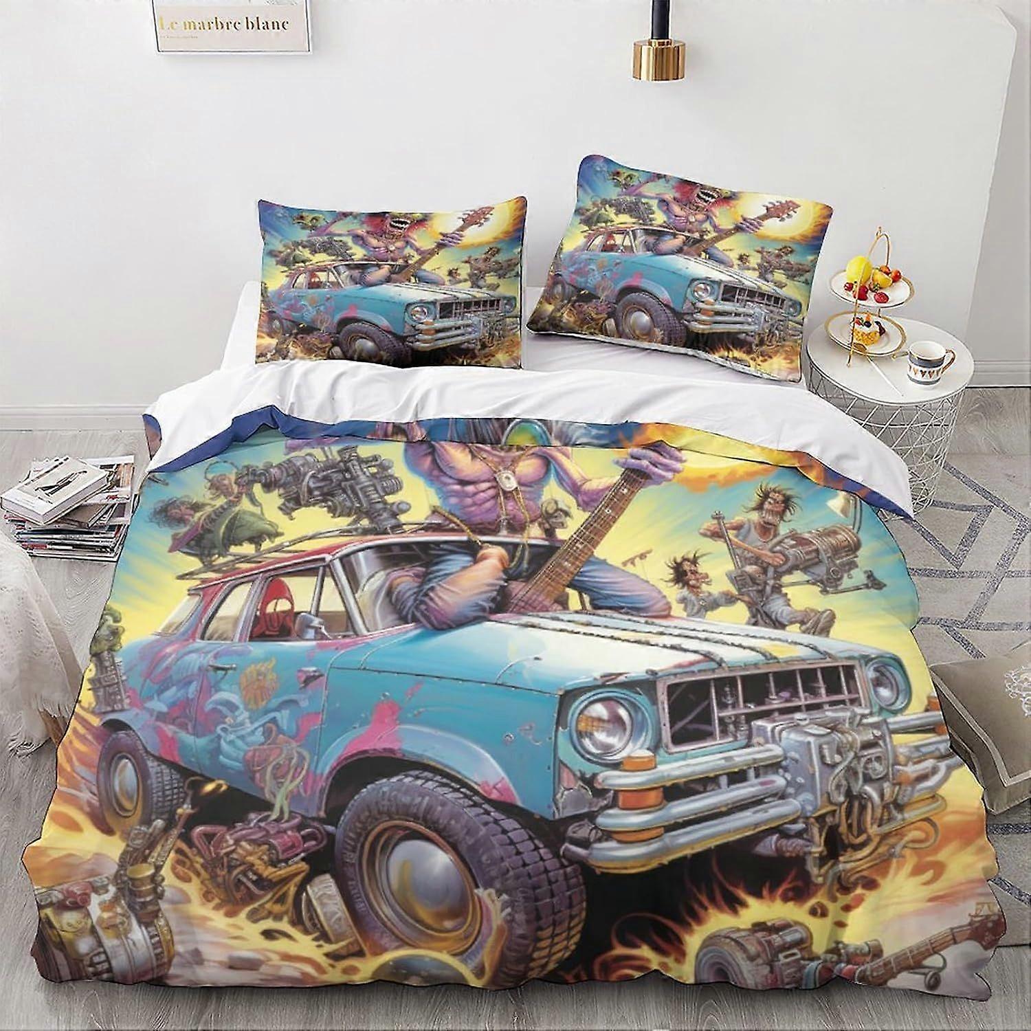 الوحوش لحاف غطاء لحاف وأكياس وسائد 3D خمر سيارة تصميم نمط خفيفة الوزن ستوكات الكرتون مجموعة الفراش