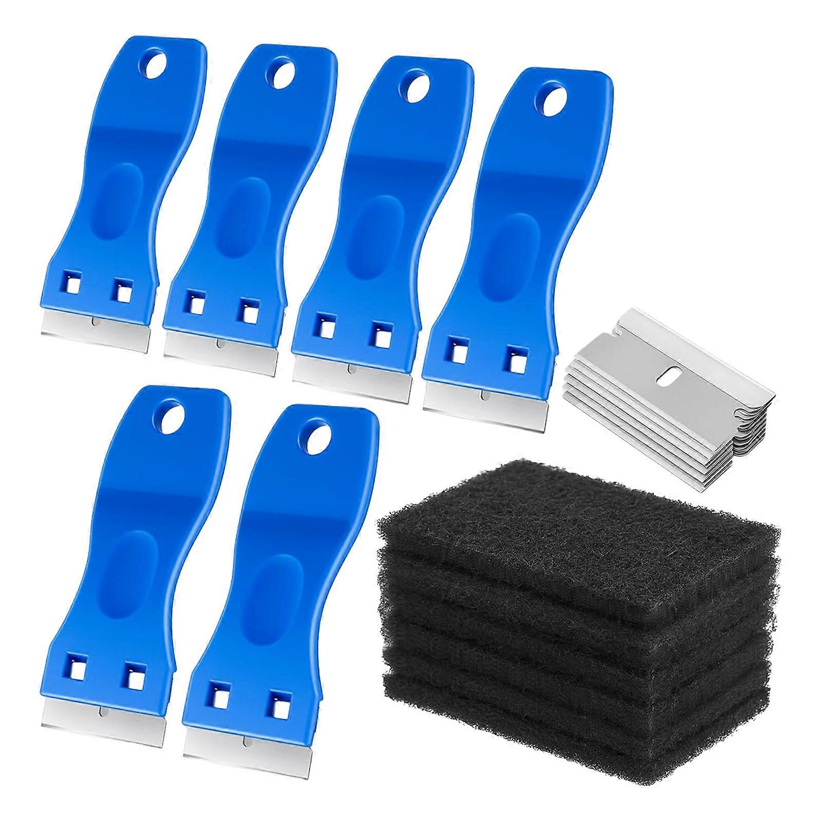 Scratchprevent Stove Cleaning Kits With Ergonomic Scraper And Soft Scrubbing Pad For Glass Surfaces Greases Removing Multicolor