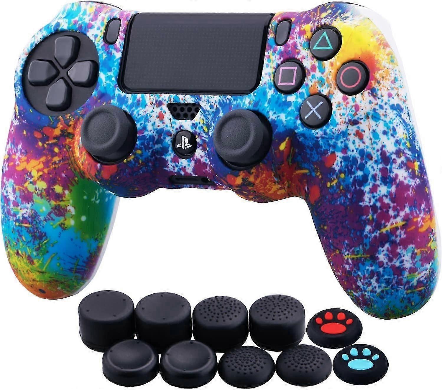 سوني PS4 / سليم / برو Dualshock 4 تحكم نقل المياه التمويه سيليكون القضية مع قبضة الإبهام