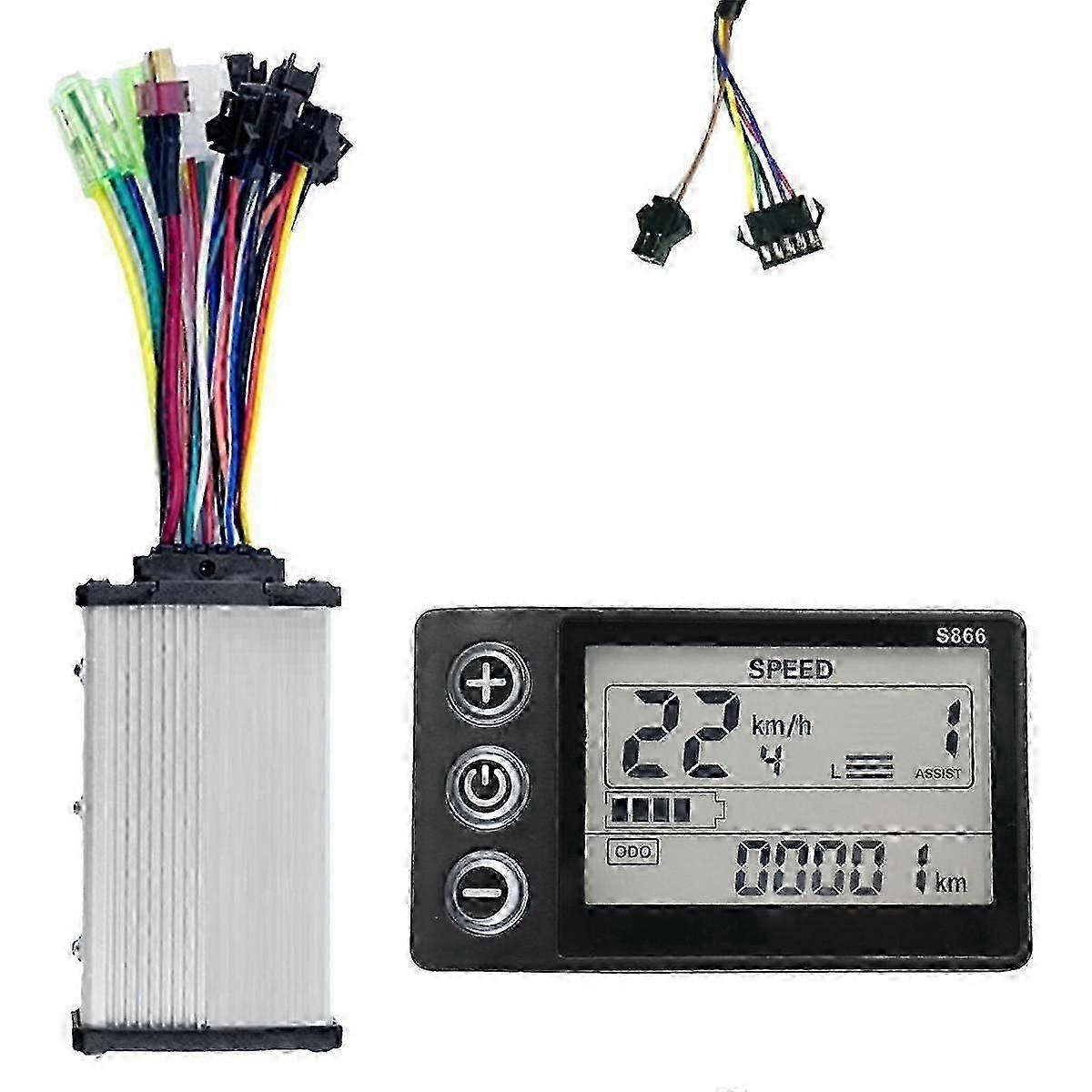 S866 Controller Panel Dashboard+36V 350W Sine Wave Controller Electric Bike LCD Display for E-Bike